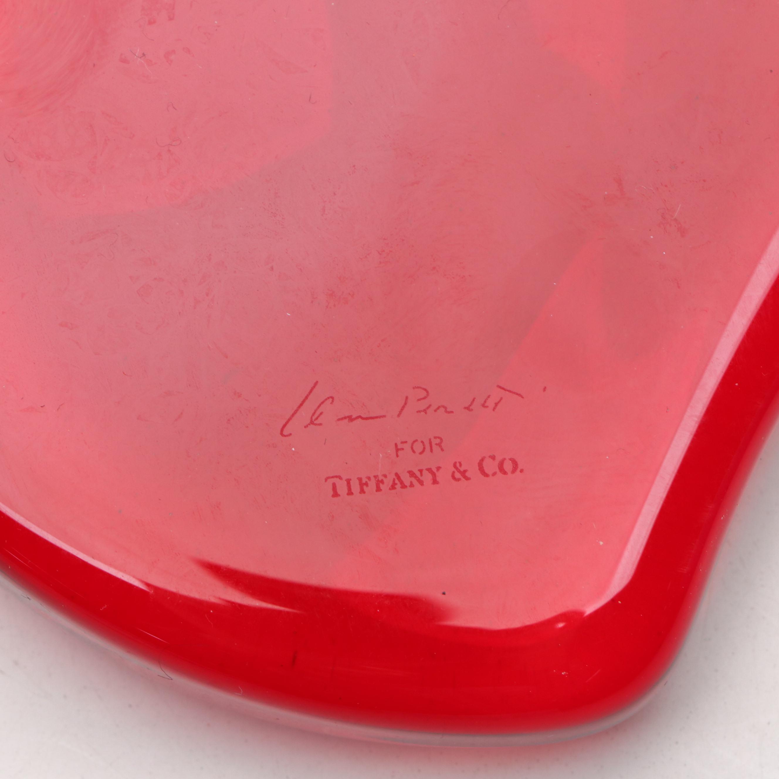 Elsa Peretti for Tiffany & Co. Heart Paperweight in Red Crystal Glass with Box