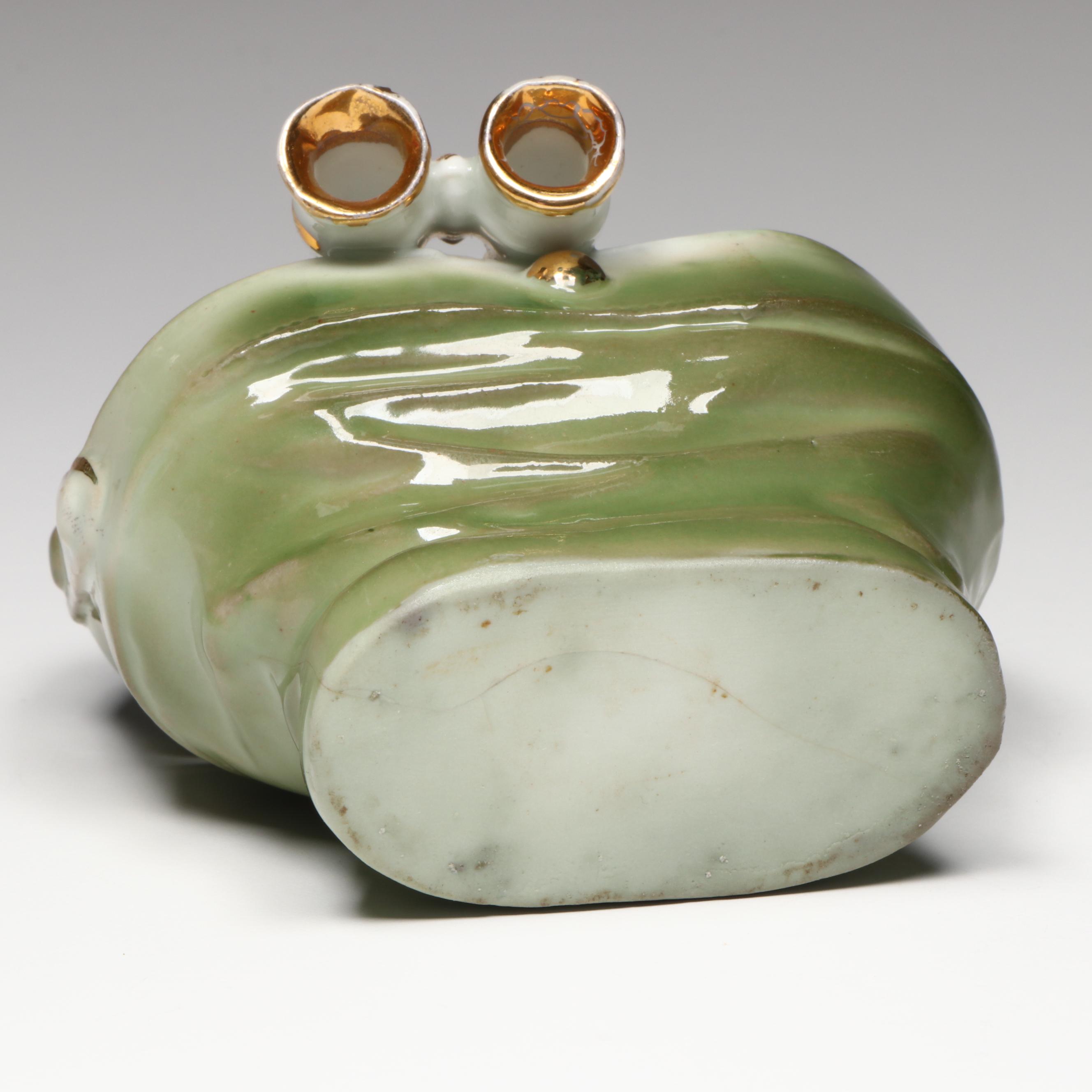 German Porcelain Fairing Pig Opera Glasses Figurine, Early 20th Century