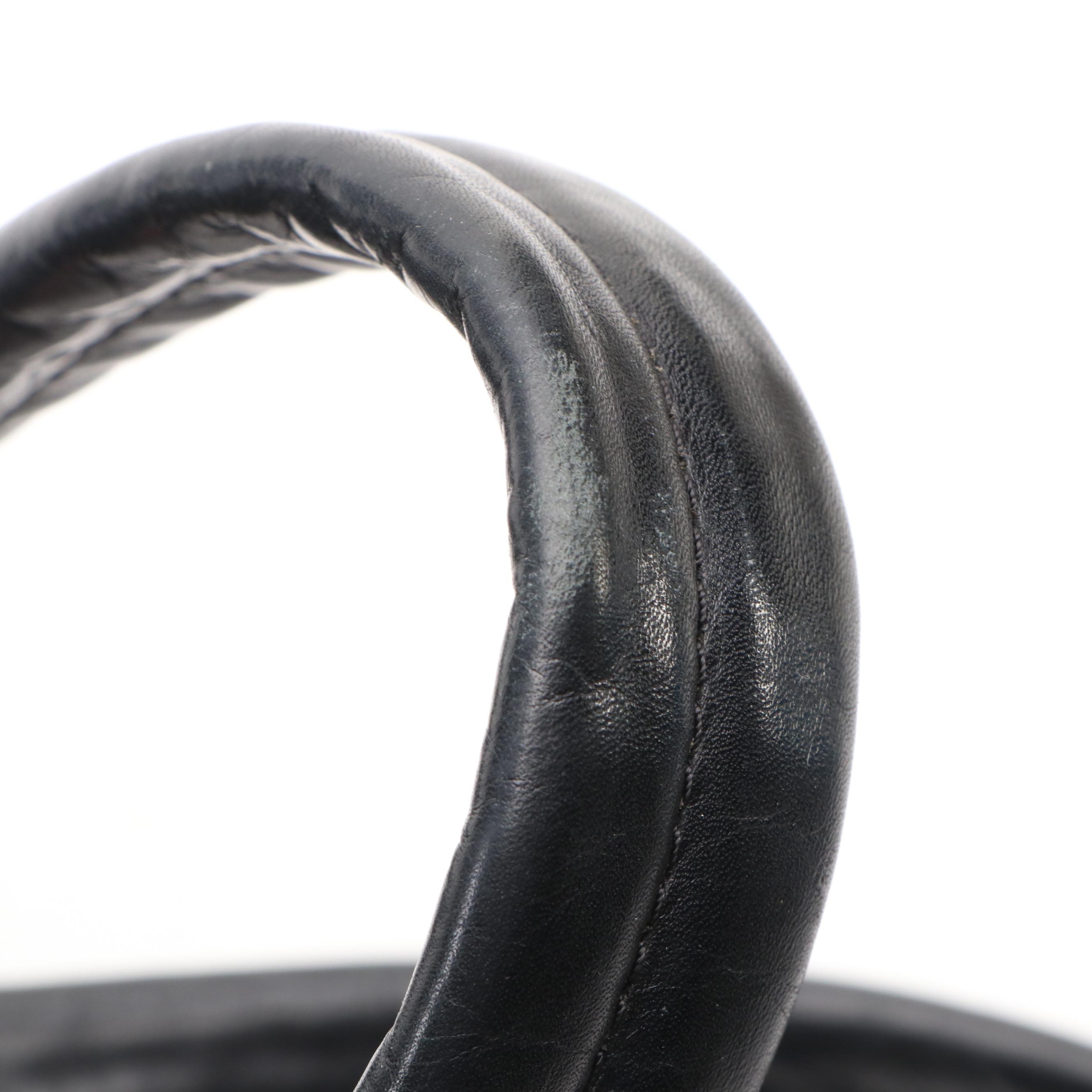 Chanel Biarritz PM Shoulder Bag Tote in Black Canvas with Leather Trim