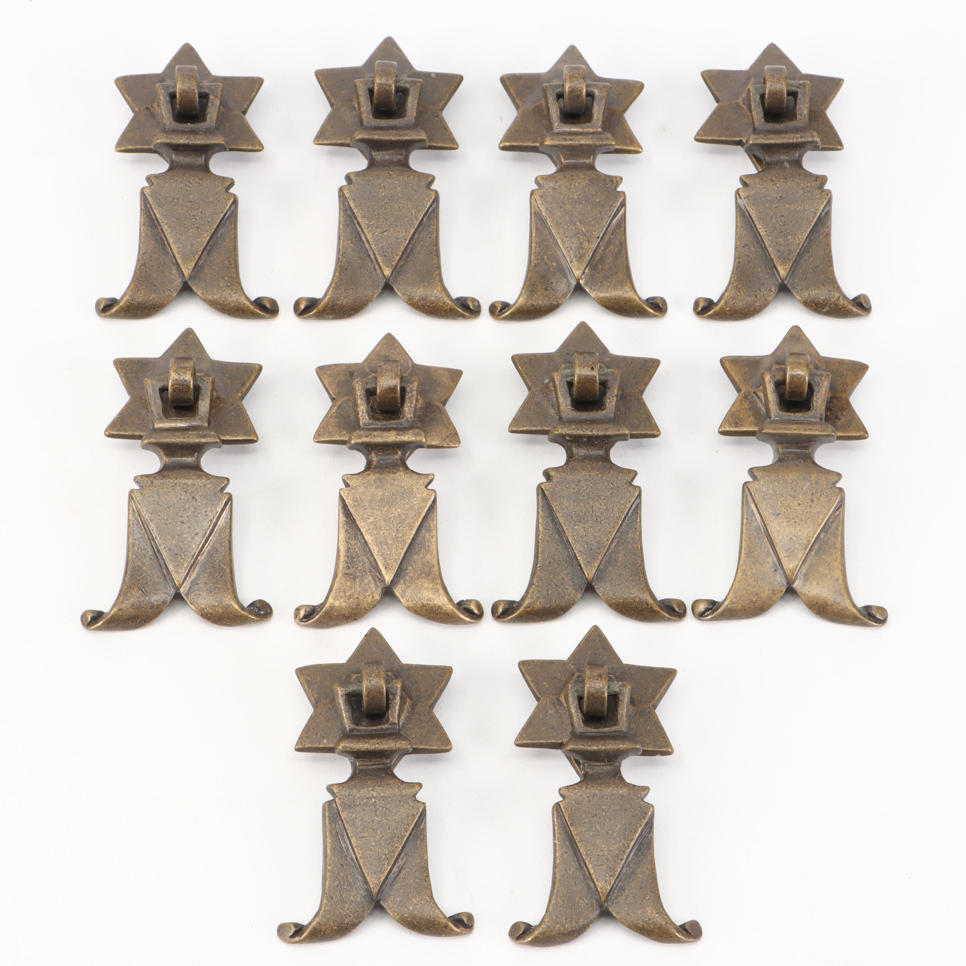 Cast Brass Cabinet Drop Pulls, 20th Century