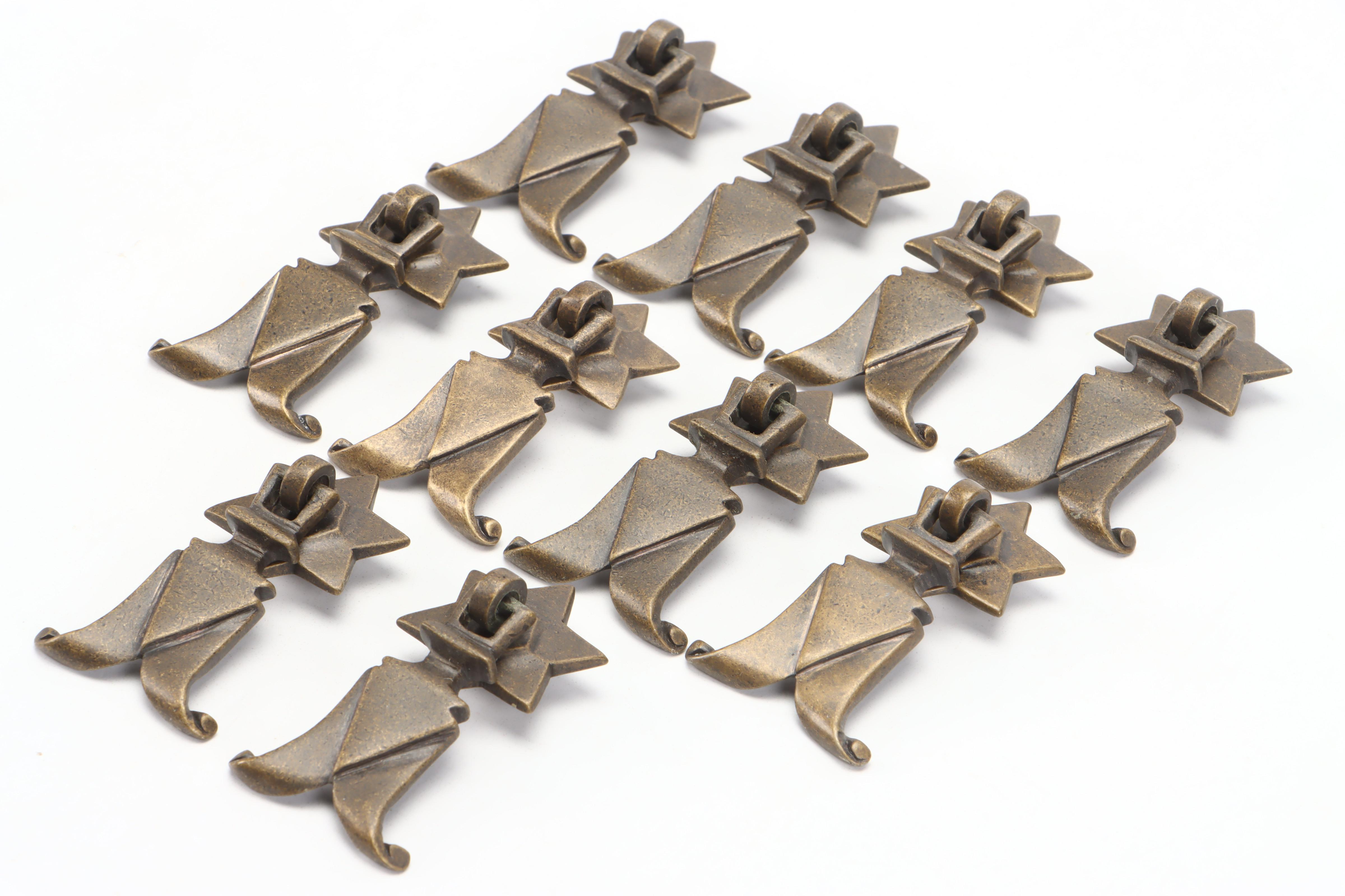 Cast Brass Cabinet Drop Pulls, 20th Century