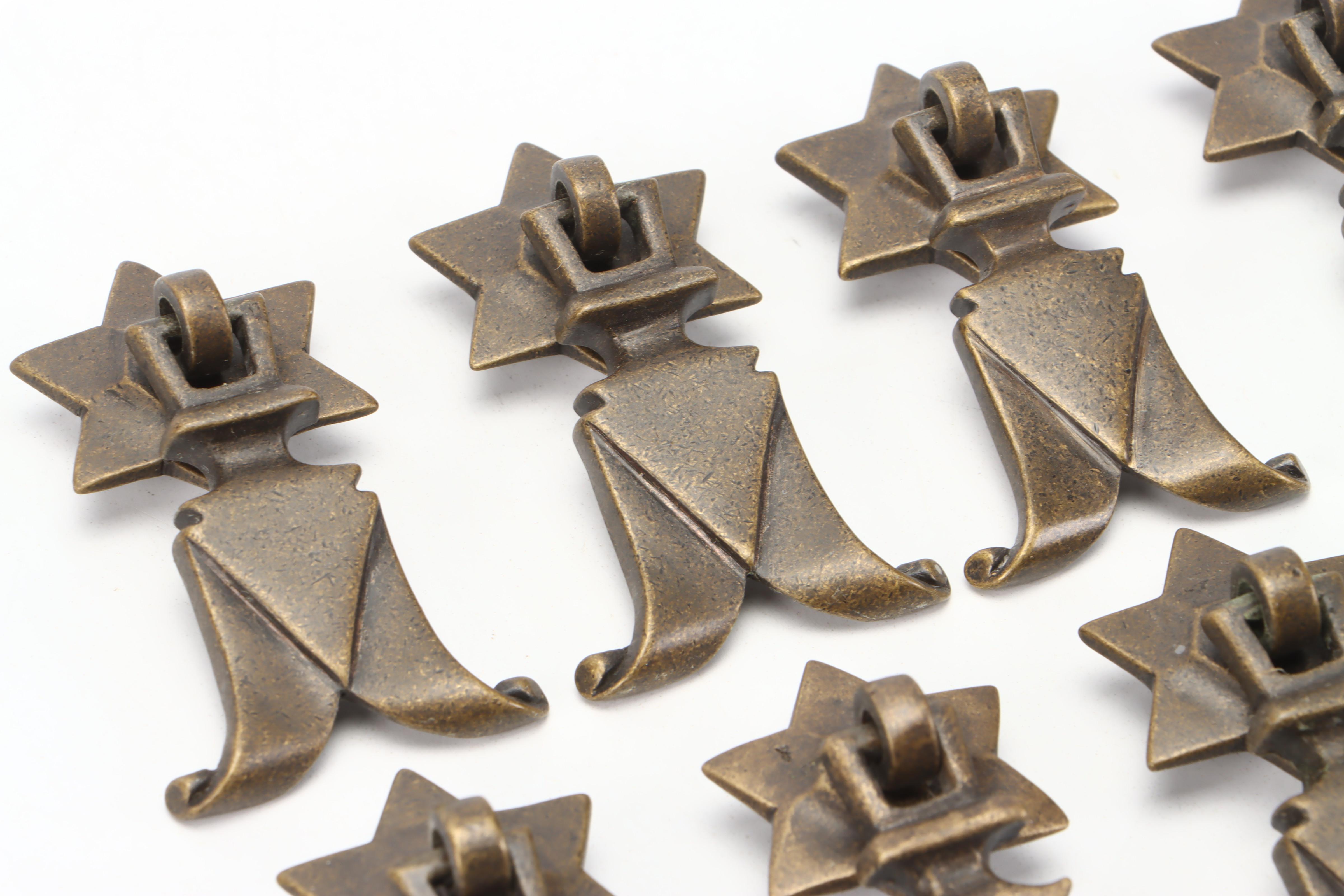 Cast Brass Cabinet Drop Pulls, 20th Century