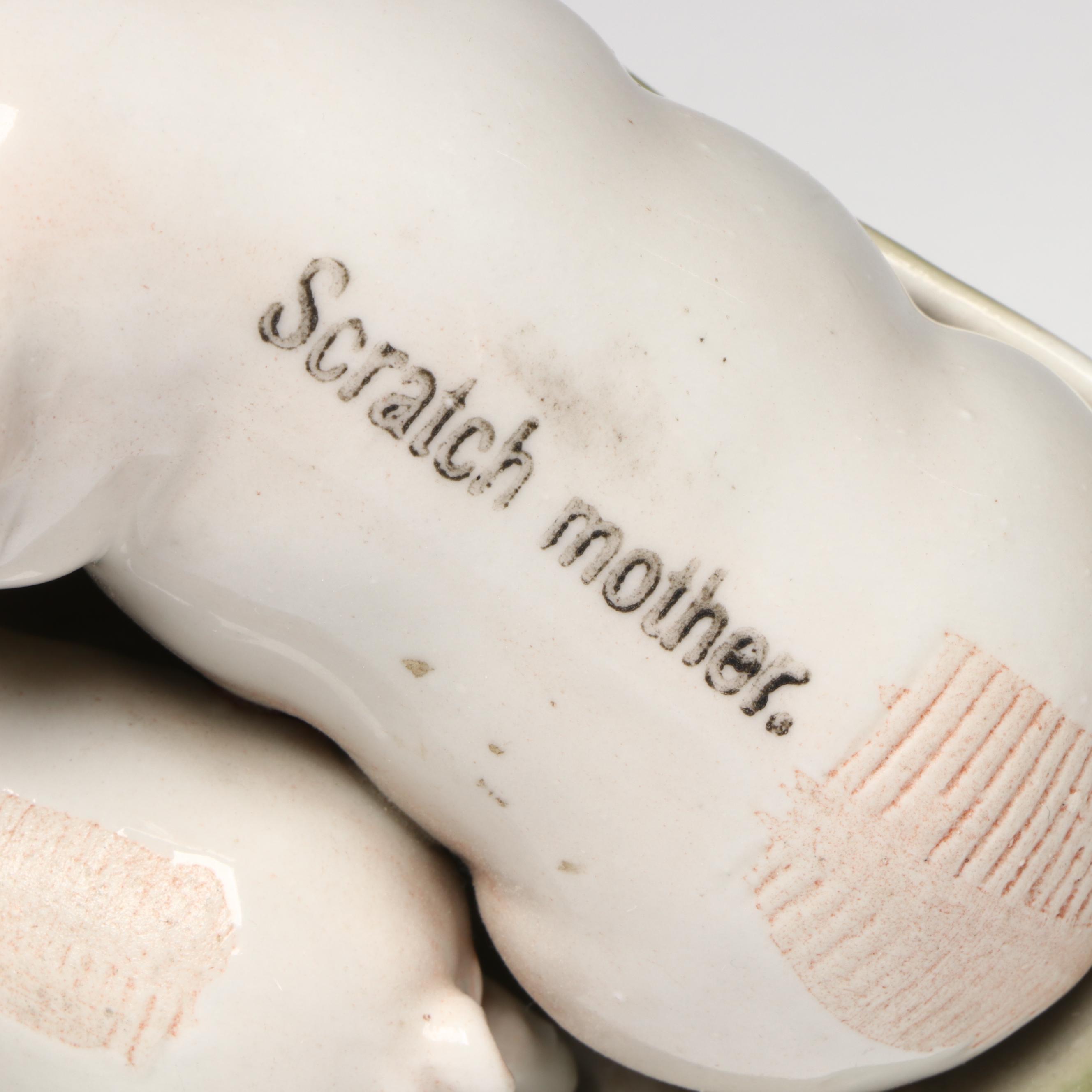 German Porcelain Fairing Pig Match Striker Ashtray, Early 20th Century