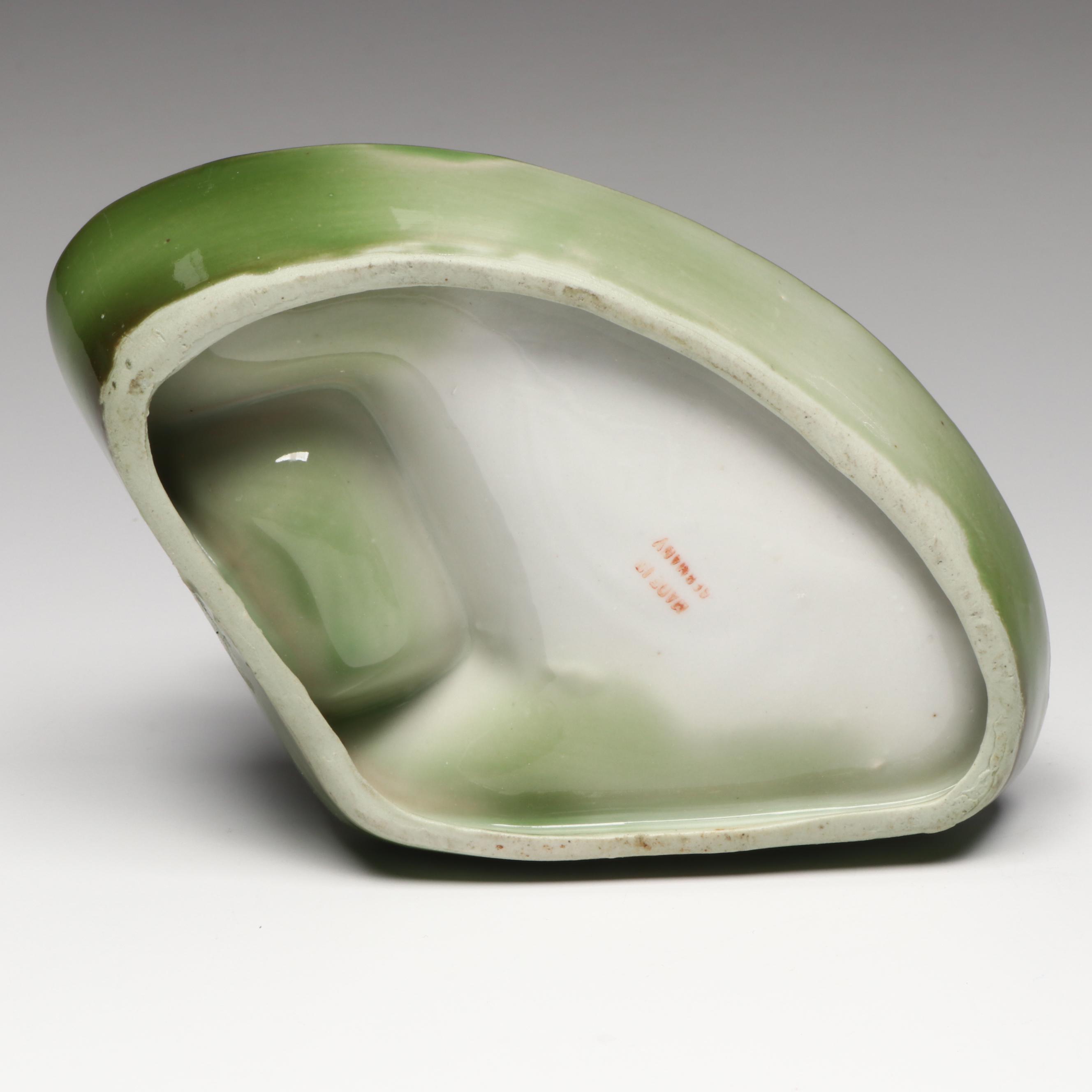 German Porcelain Fairing Pig Match Striker Ashtray, Early 20th Century