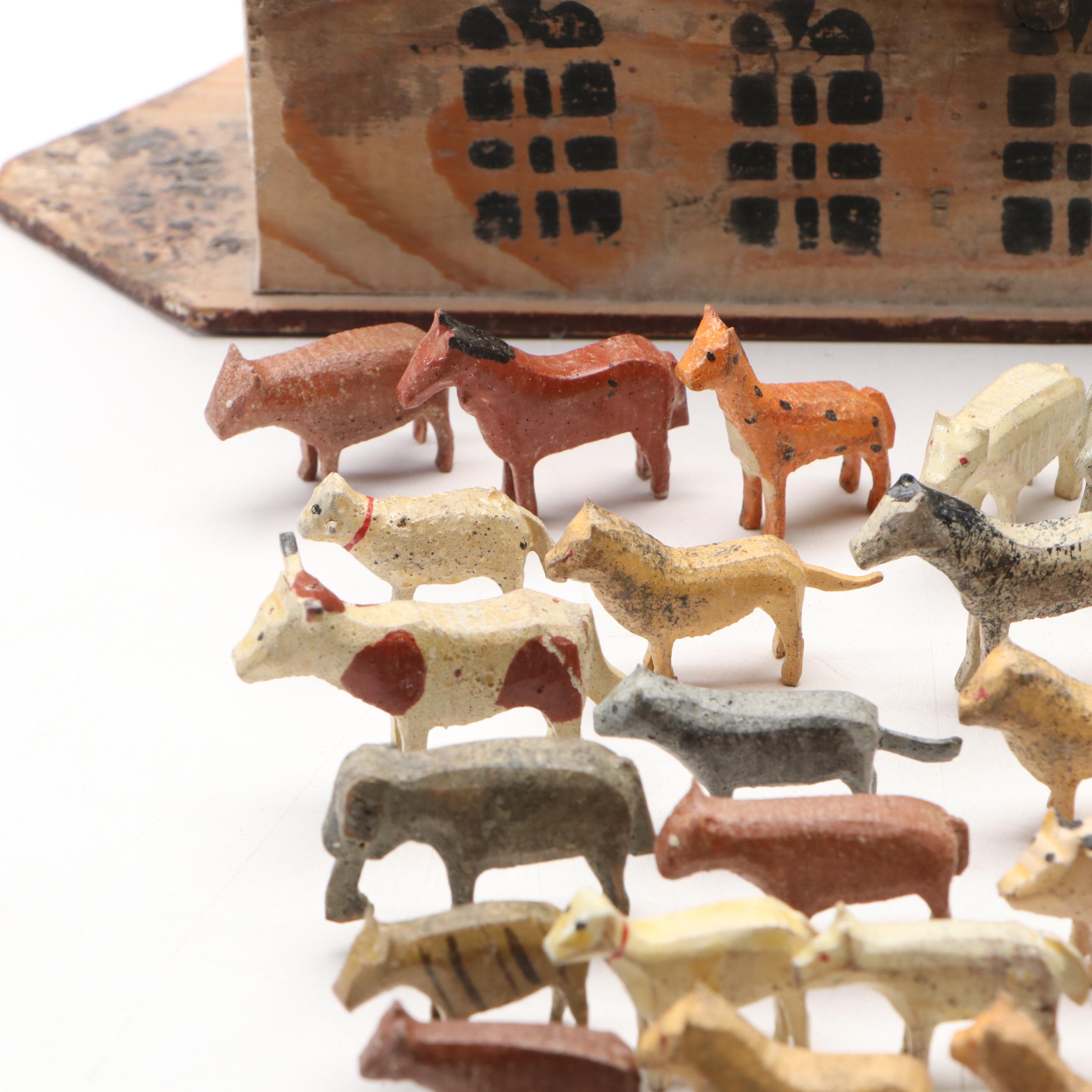 Folk Art Style Paint Decorated Wooden Noah's Ark Toy, 20th Century