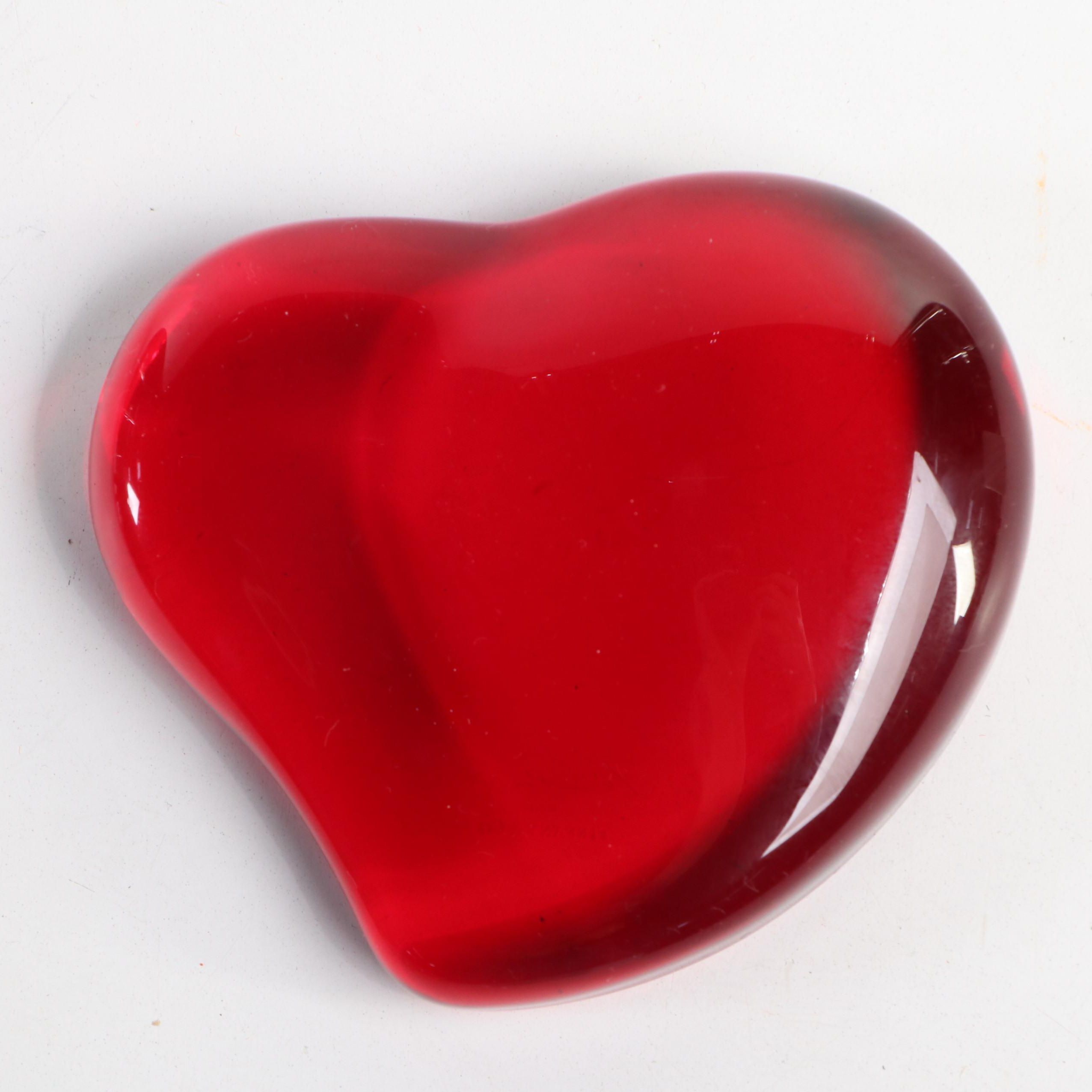Elsa Peretti for Tiffany & Co. Heart Paperweight in Red Crystal Glass with Box