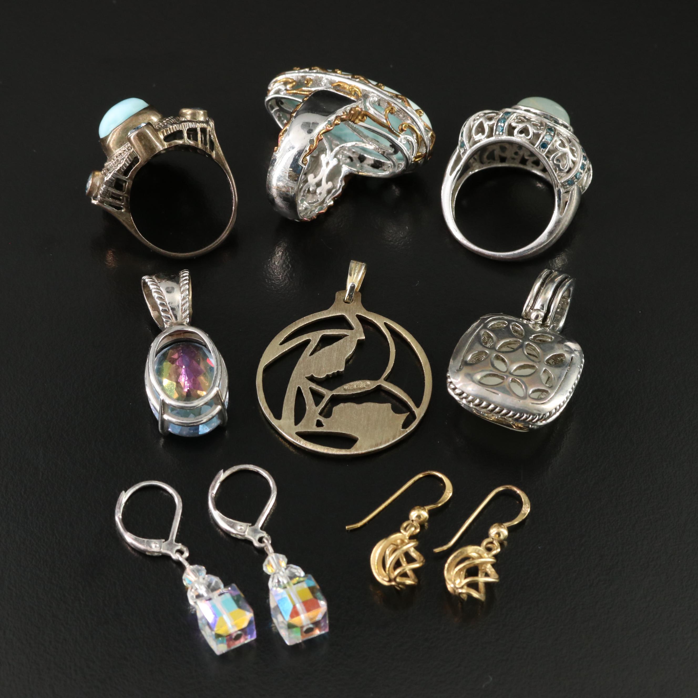 Larimar, Sterling and Mother-of-Pearl Featured in Jewelry Assortment