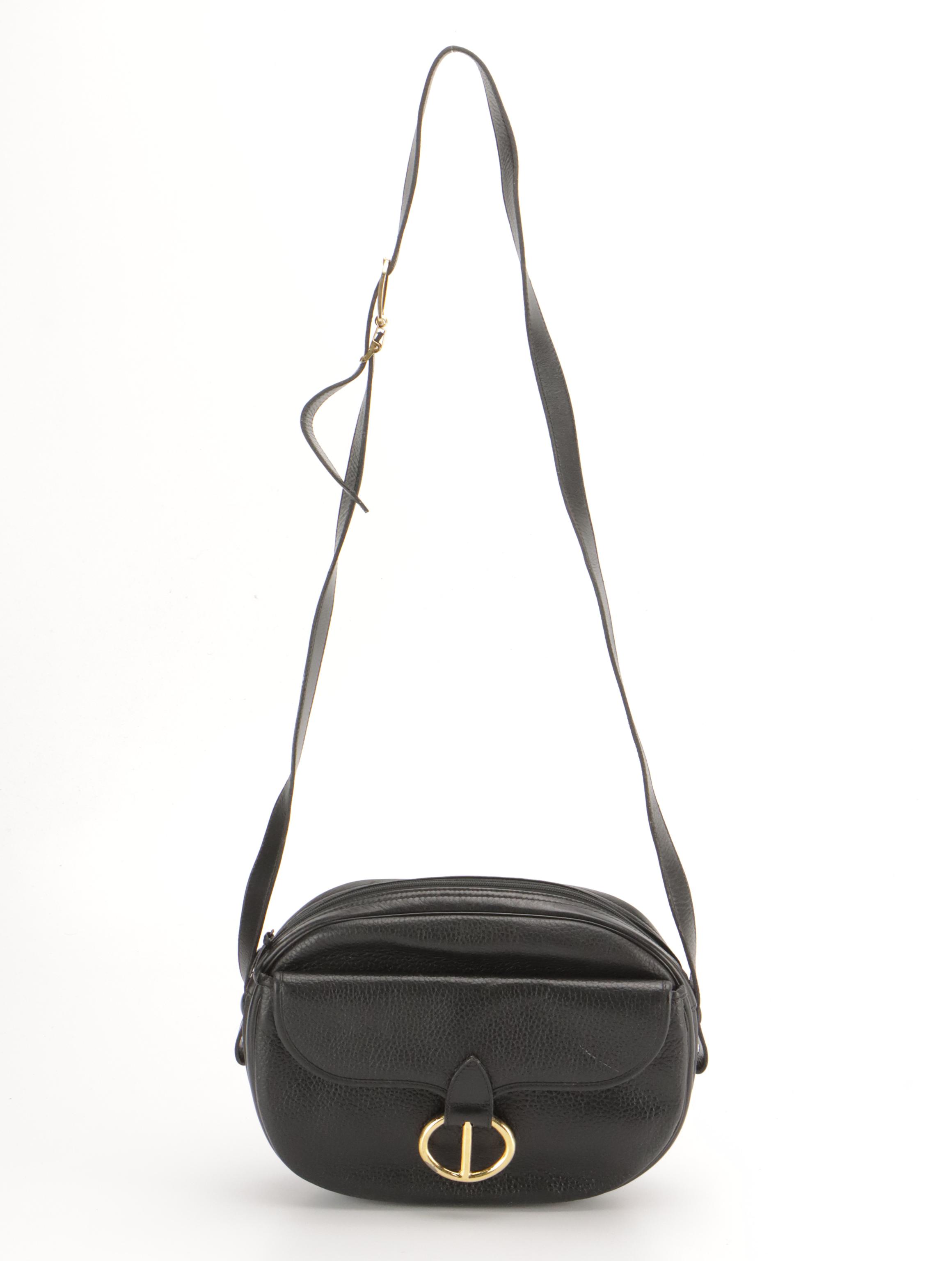 Christian Dior Black Grain Leather Front-Flap Crossbody Bag
