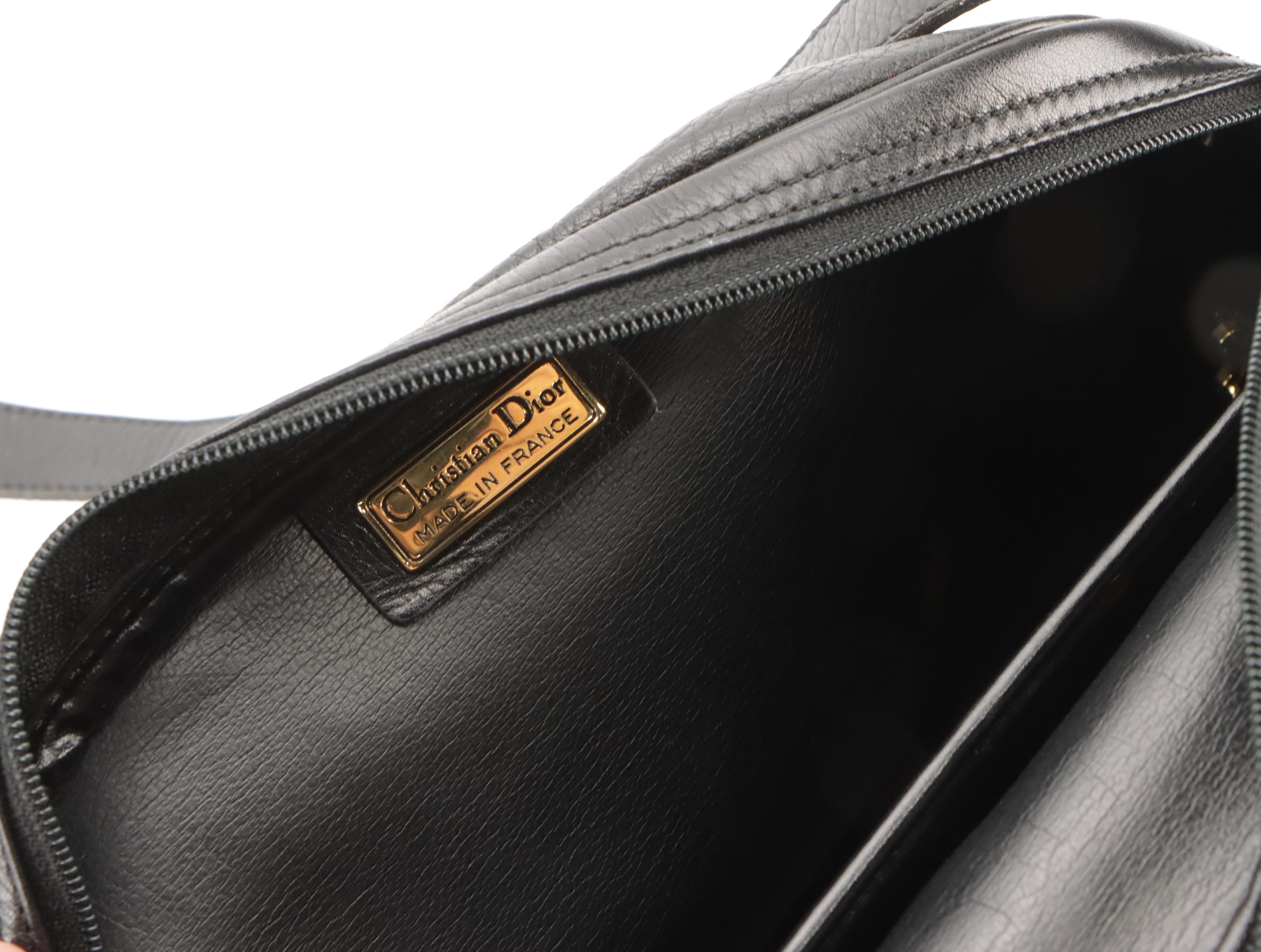 Christian Dior Black Grain Leather Front-Flap Crossbody Bag