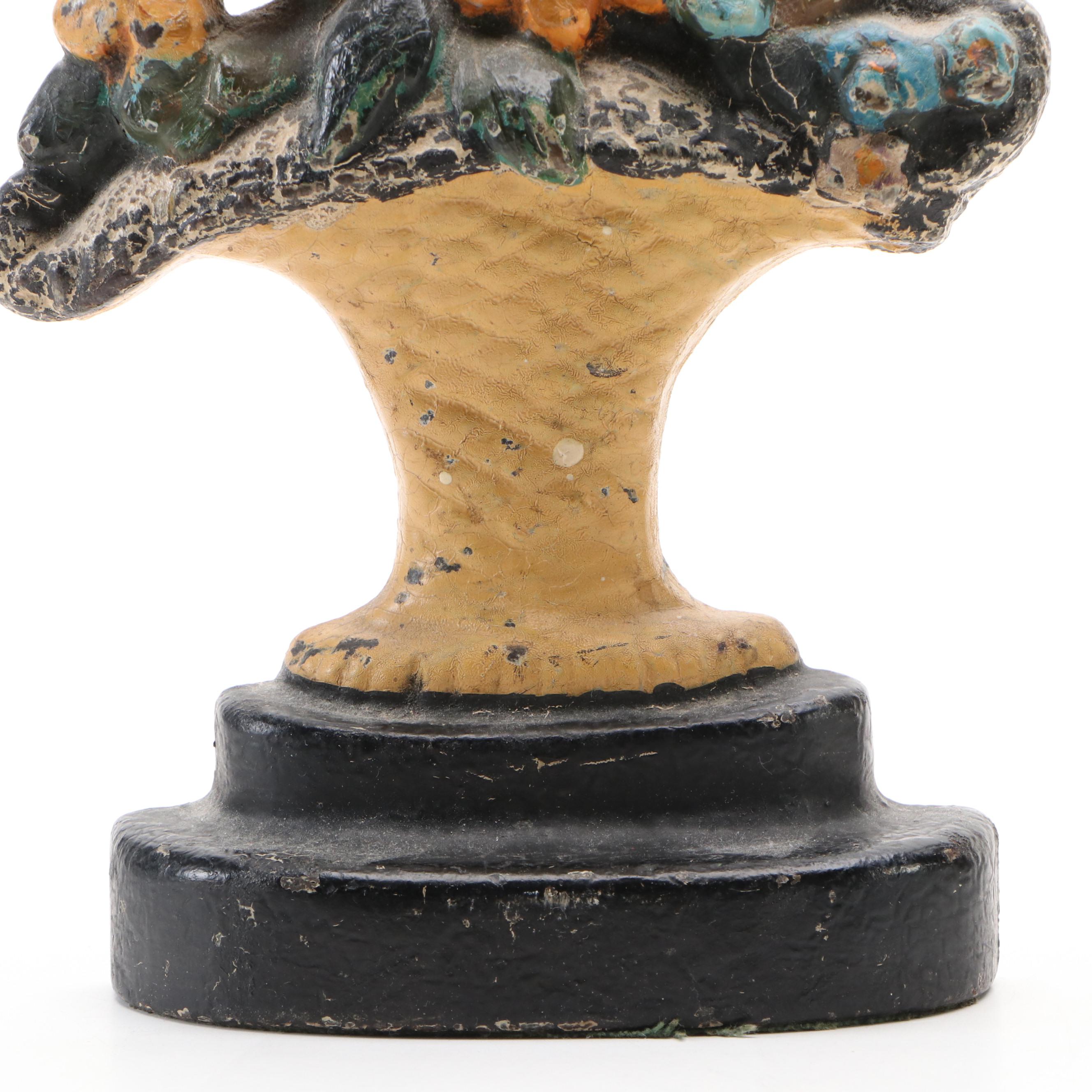 Painted Cast Iron Flower Basket Doorstops