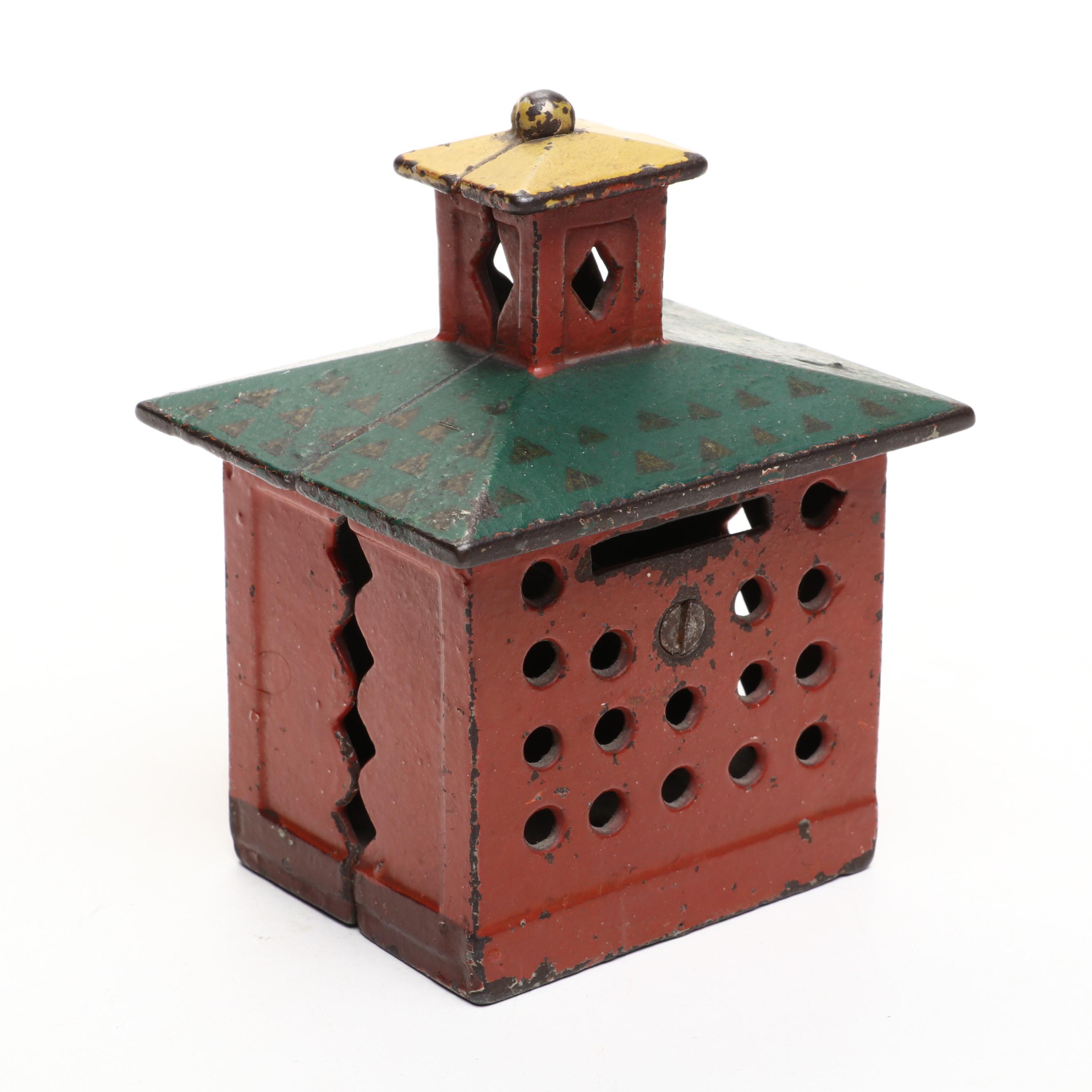 Painted Cast Iron Bank Building Still Bank, Late 19th/Early 20th Century