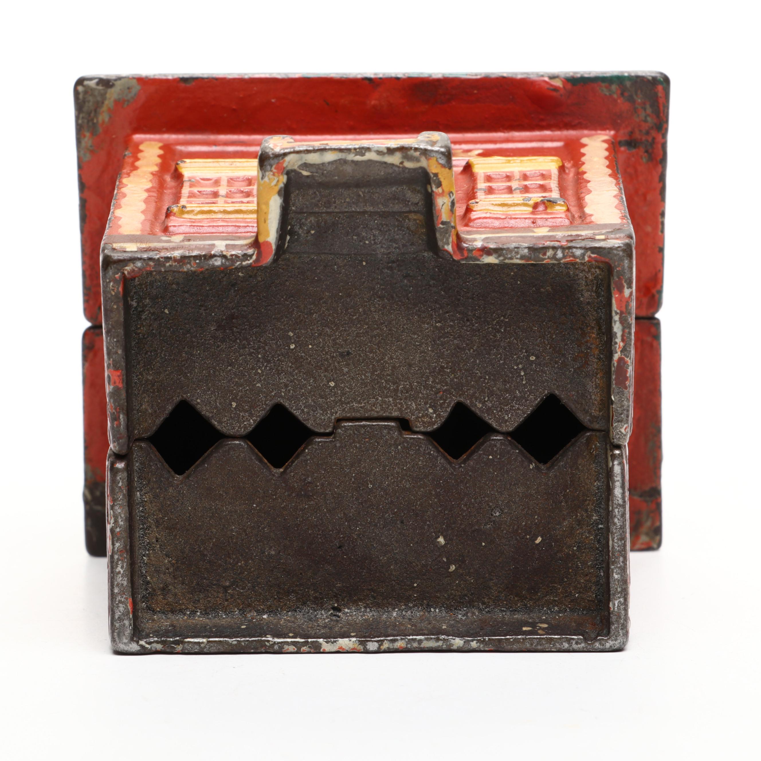 Painted Cast Iron Bank Building Still Bank, Late 19th/Early 20th Century