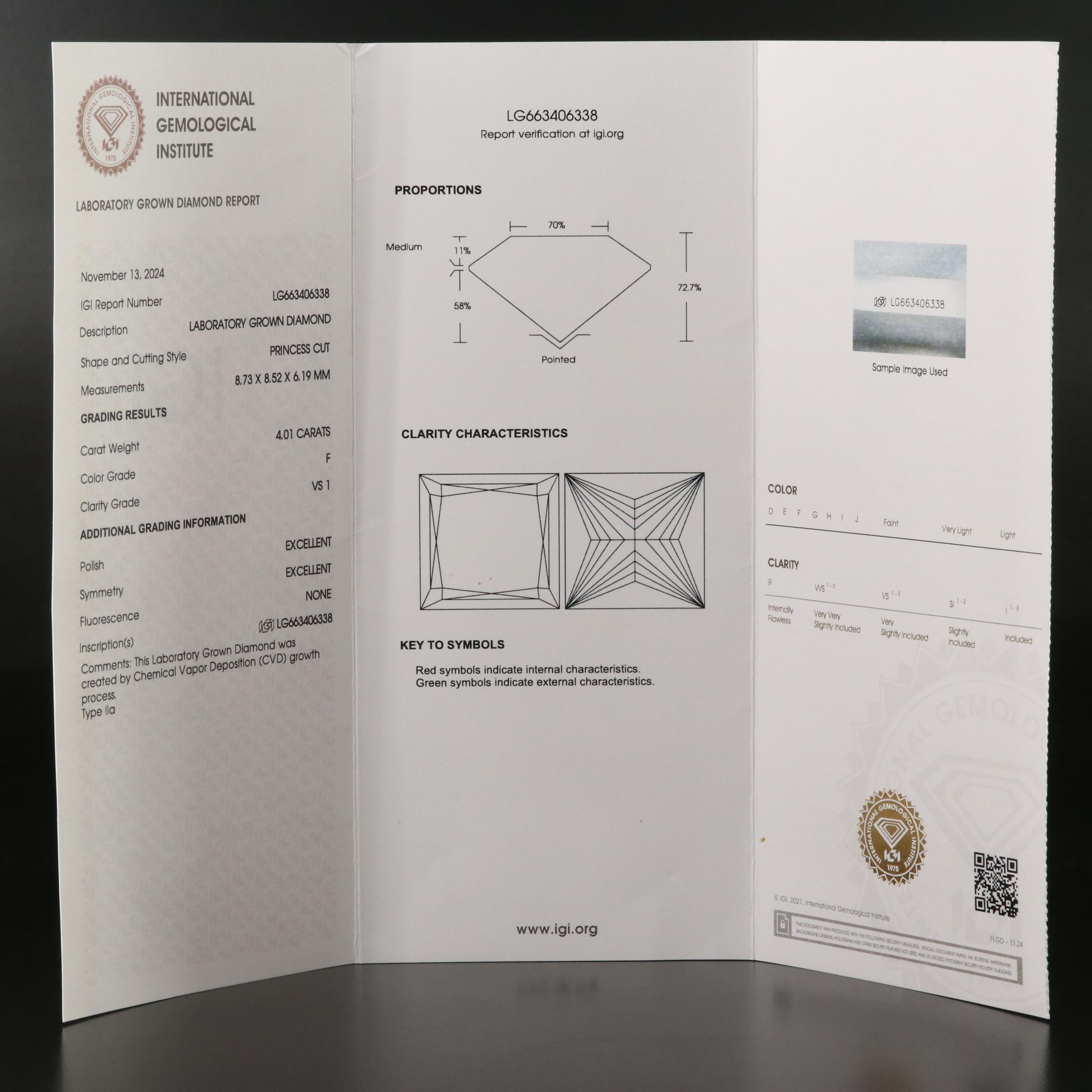 14K 4.33 CTW Lab Grown Diamond Ring with IGI Report