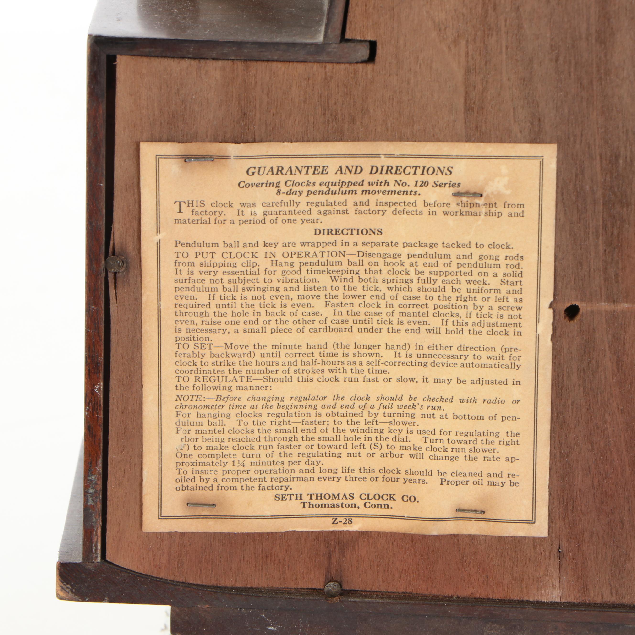 Seth Thomas Wooden George Washington Banjo Clock, Mid to Late 20th Century