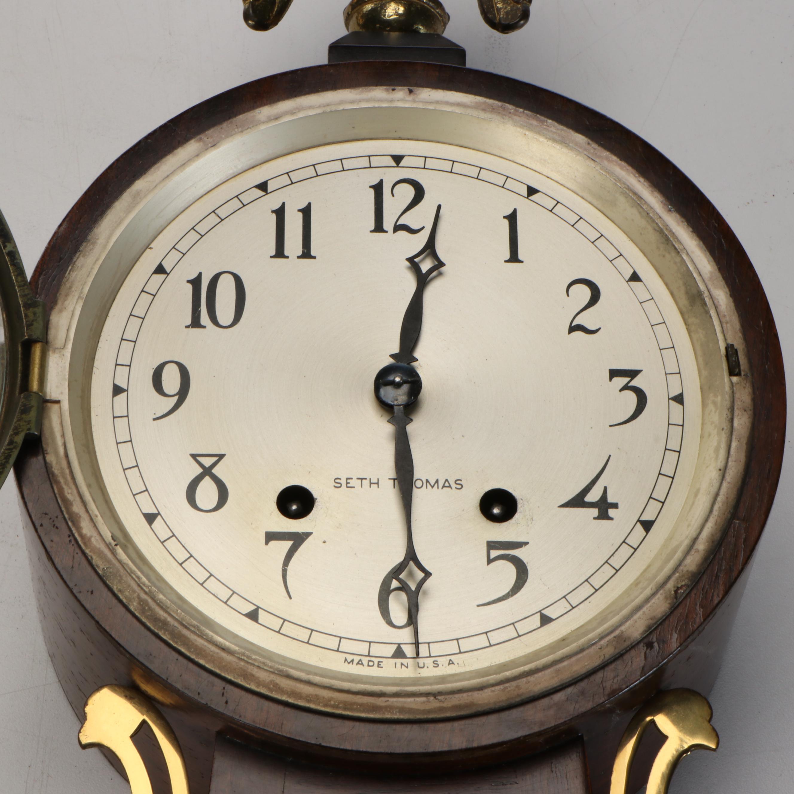 Seth Thomas Wooden George Washington Banjo Clock, Mid to Late 20th Century