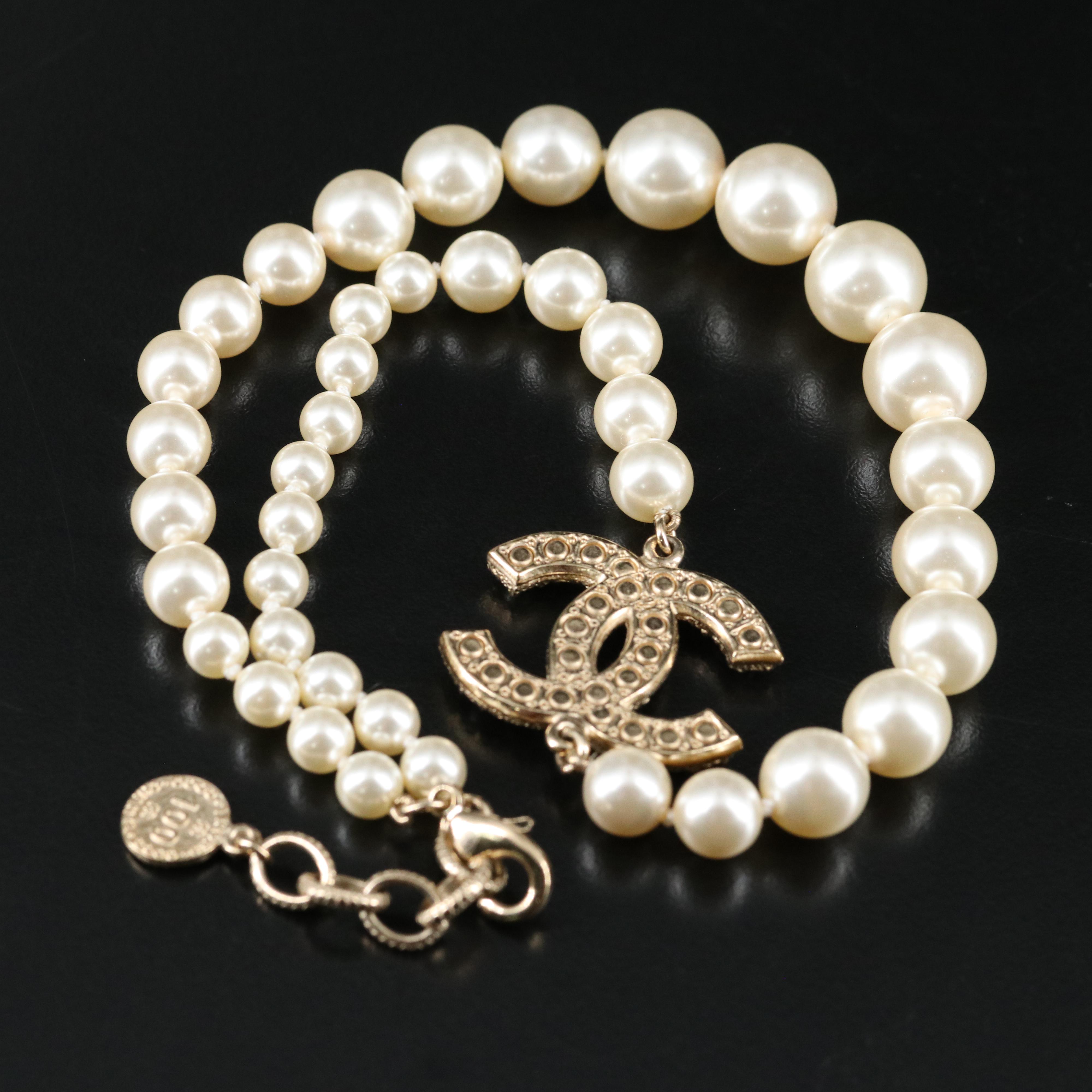 Chanel 100th Anniversary Gold-Tone Faux Pearl Necklace