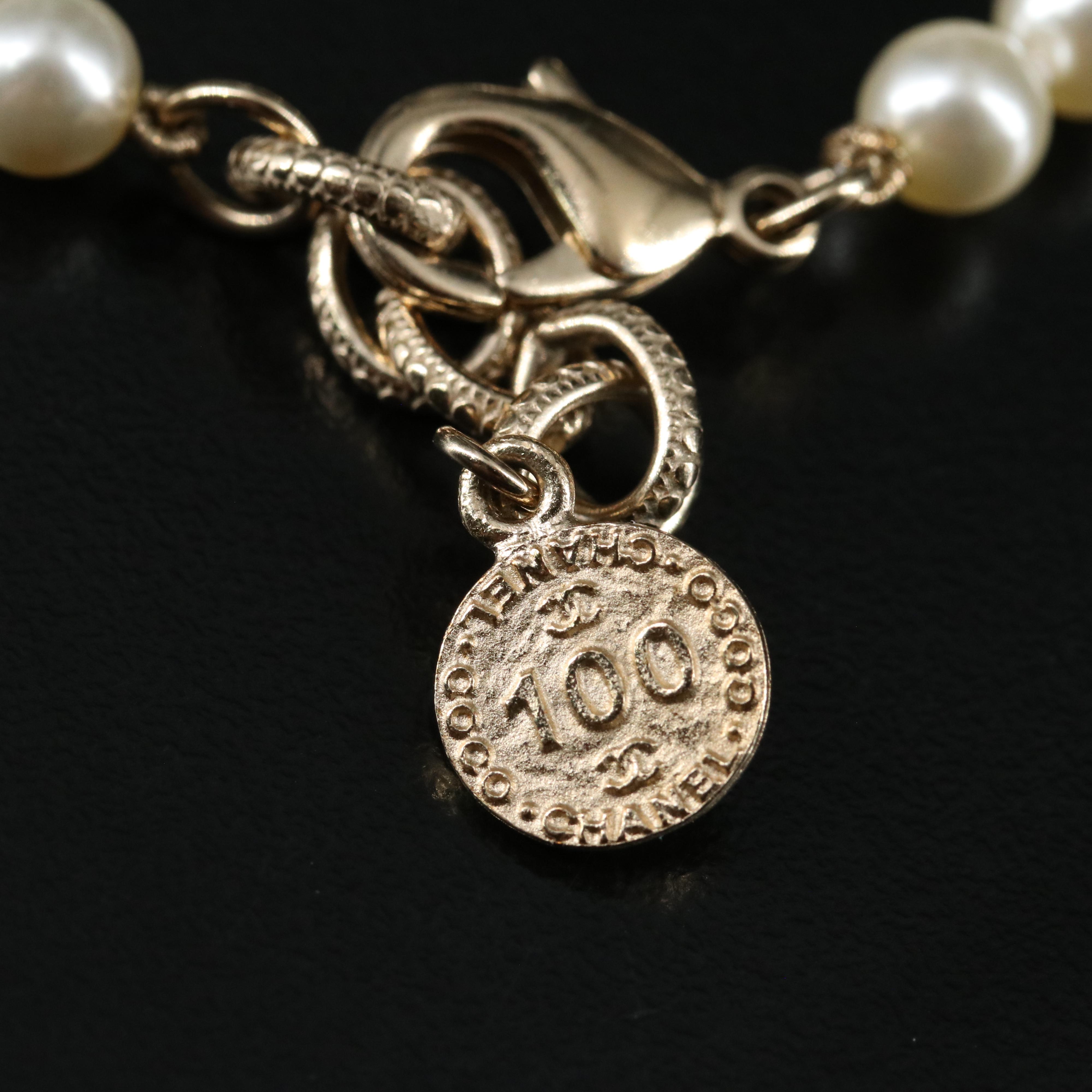 Chanel 100th Anniversary Gold-Tone Faux Pearl Necklace