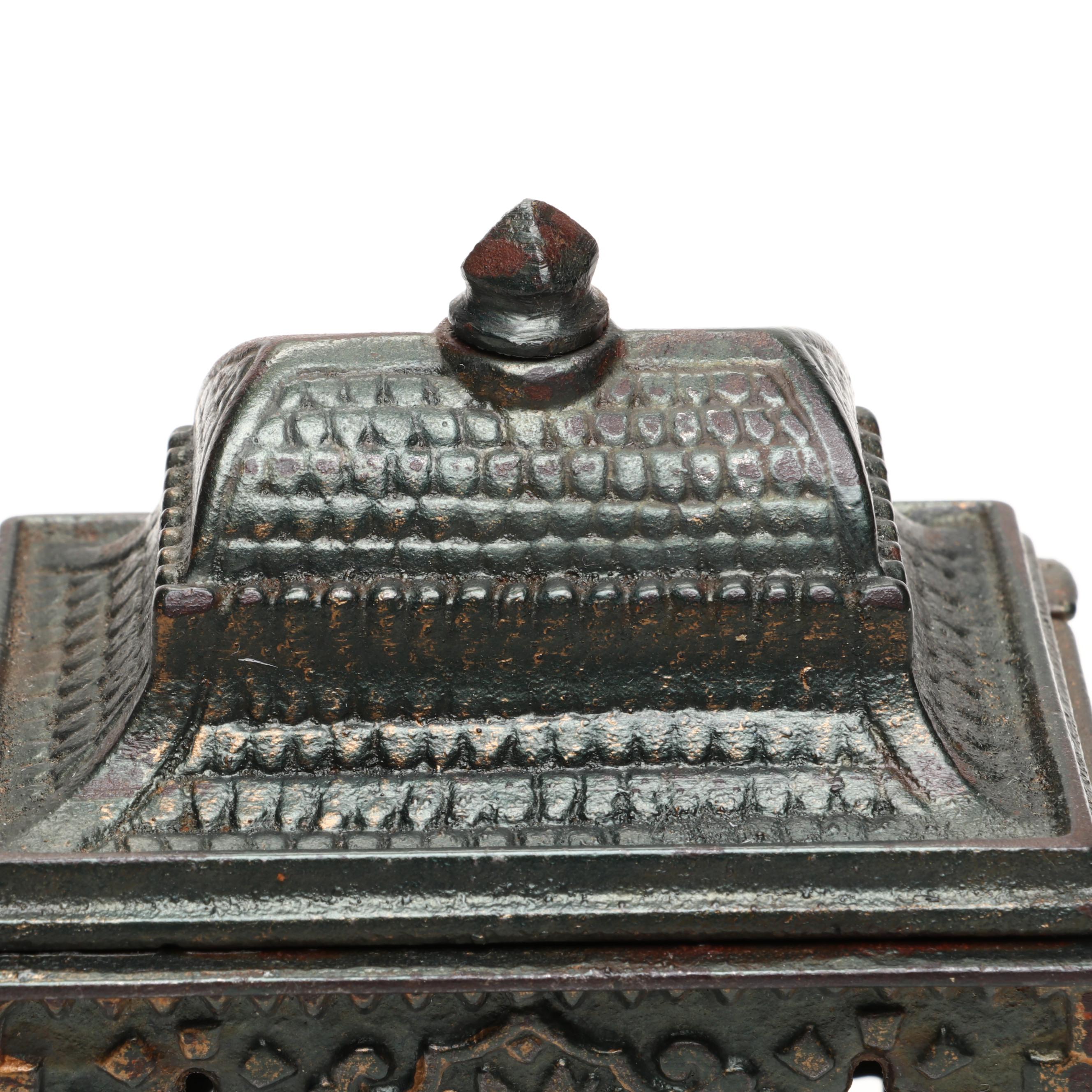 Stevens Style Cold-Painted Cast Iron Victorian Bank Building Coin Bank
