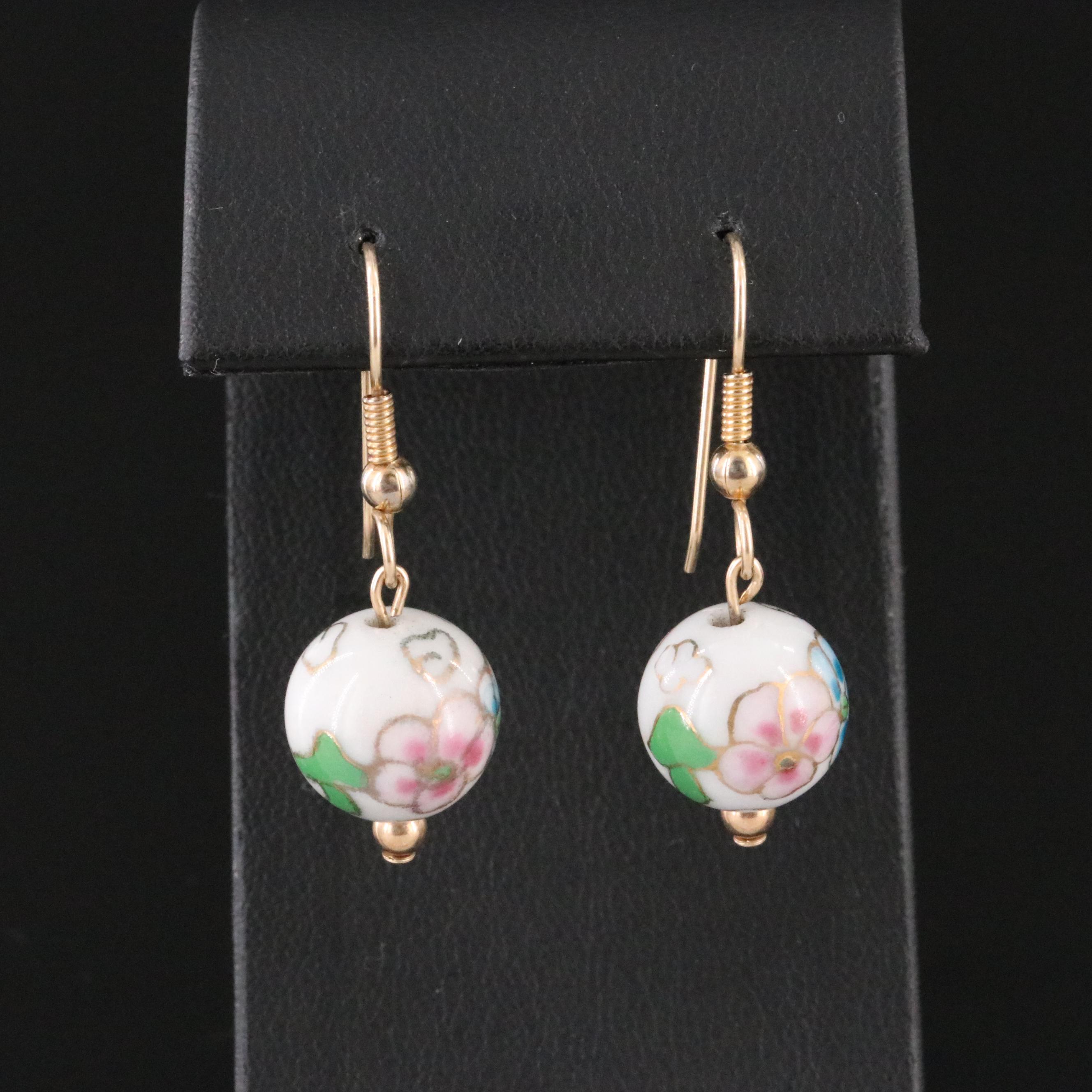 Floral Cloisonné Bead Earrings