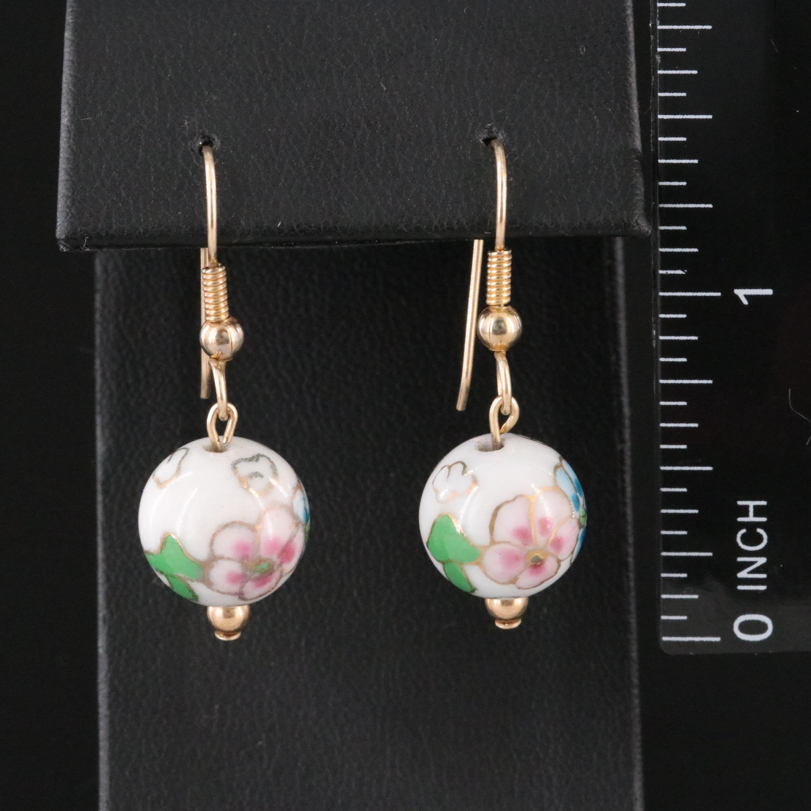 Floral Cloisonné Bead Earrings