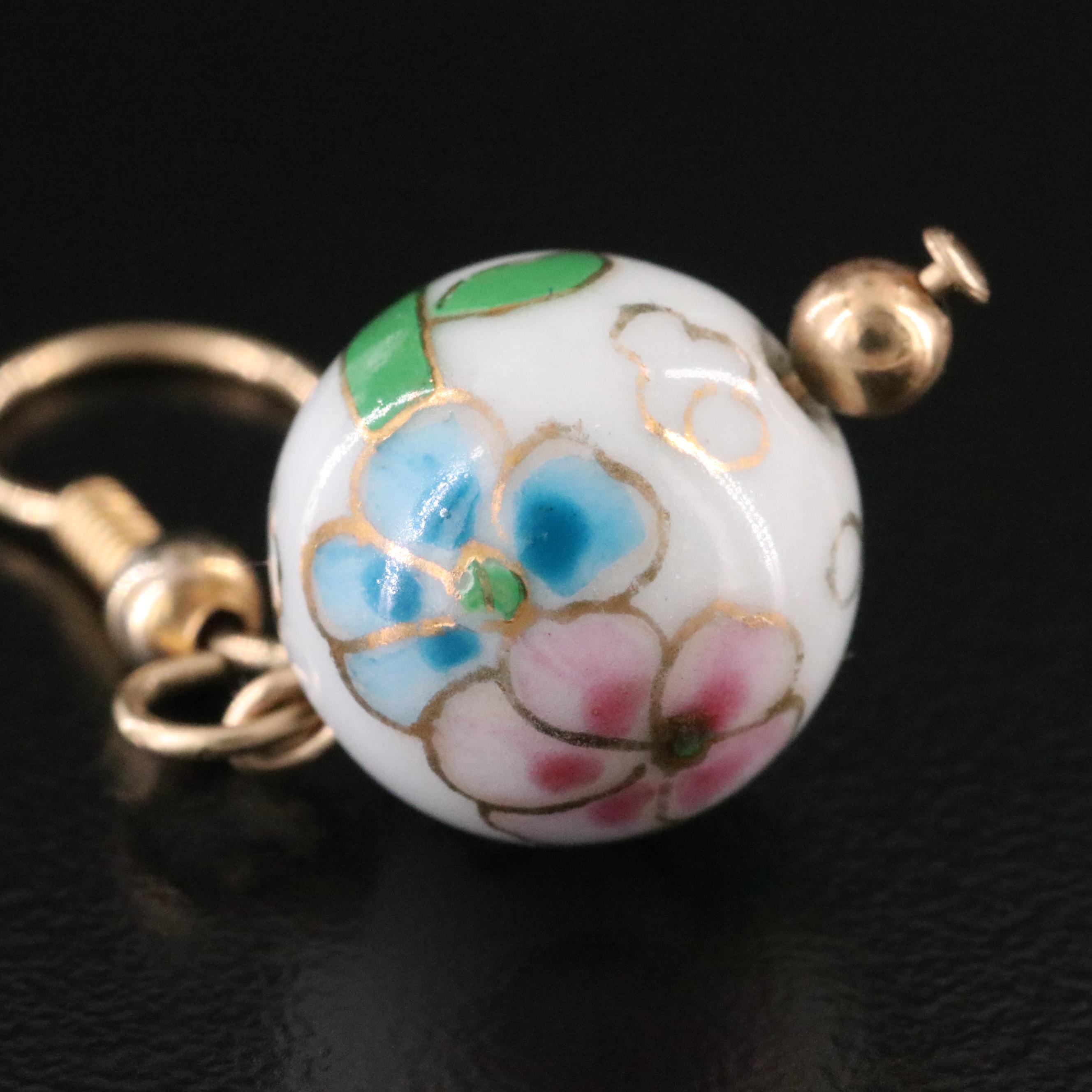 Floral Cloisonné Bead Earrings