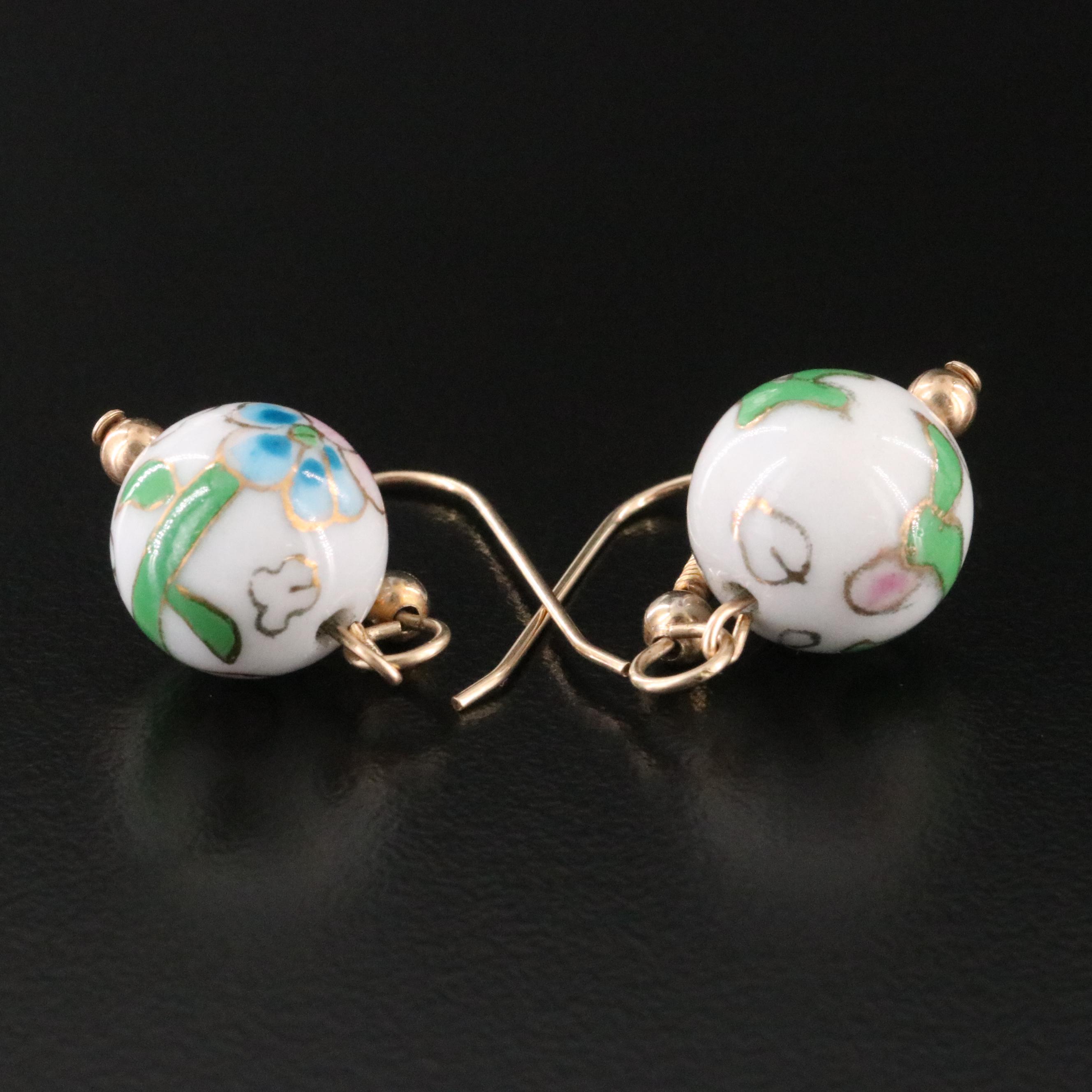 Floral Cloisonné Bead Earrings