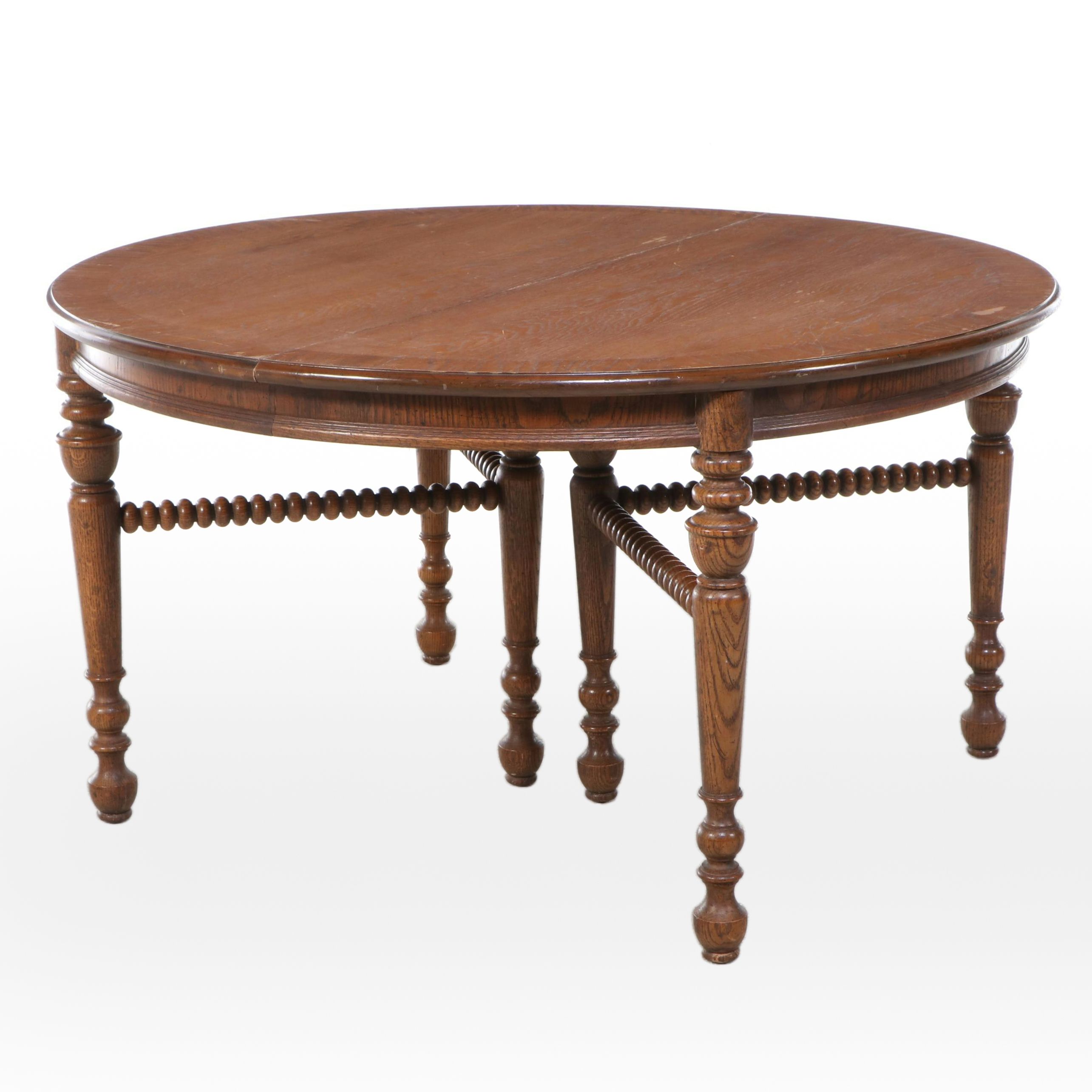 French Style Oak Dining Table, 20th Century