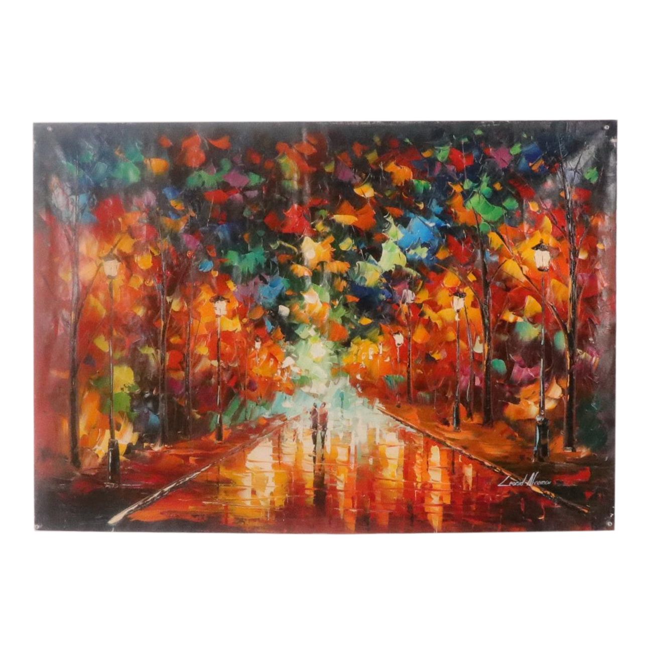 Leonid Alfremov Nighttime Cityscape Oil Painting, 21st Century