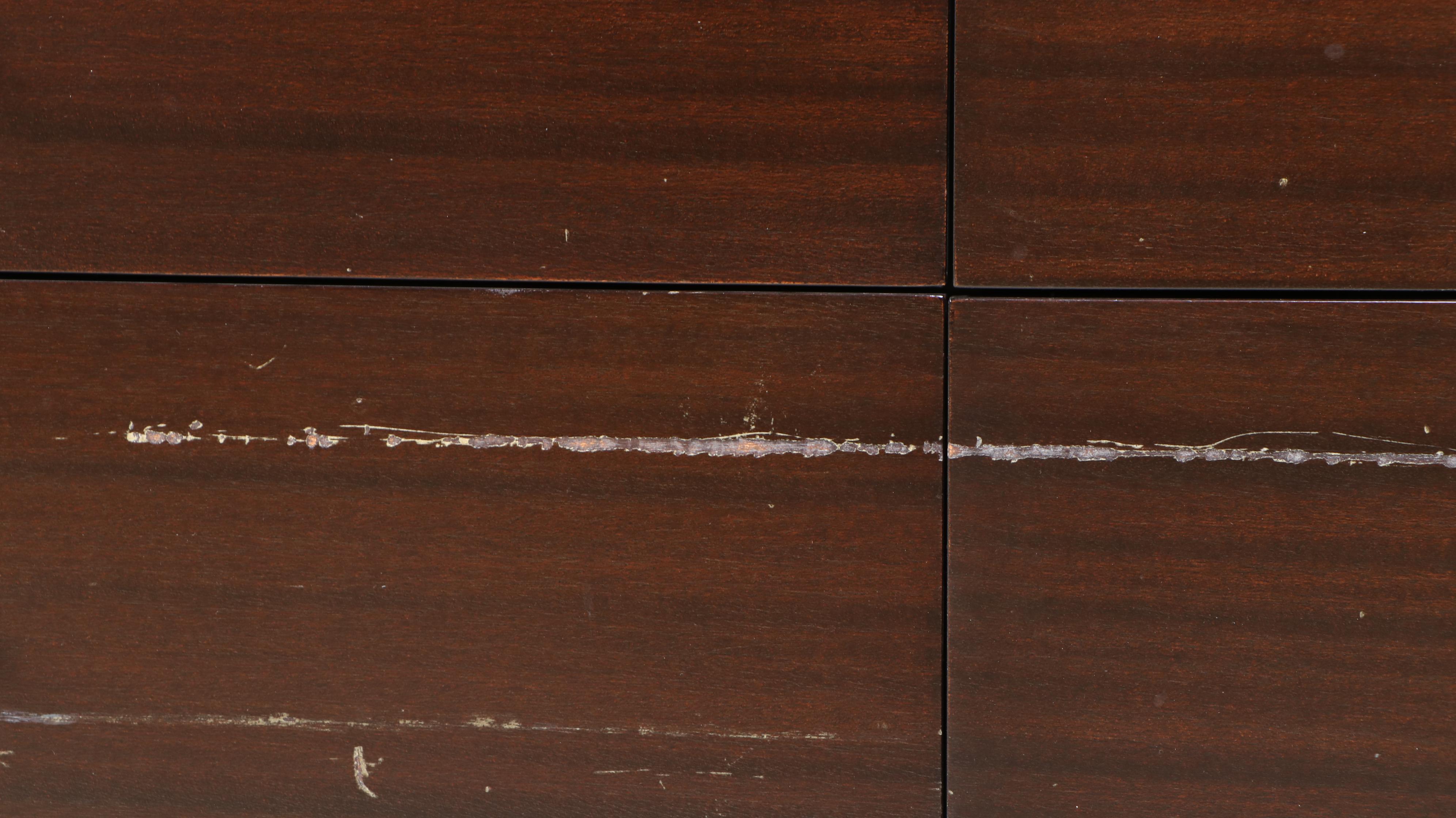 Paul McCobb for Calvin Mid Century Modern Walnut and Brass Ten-Drawer Chest