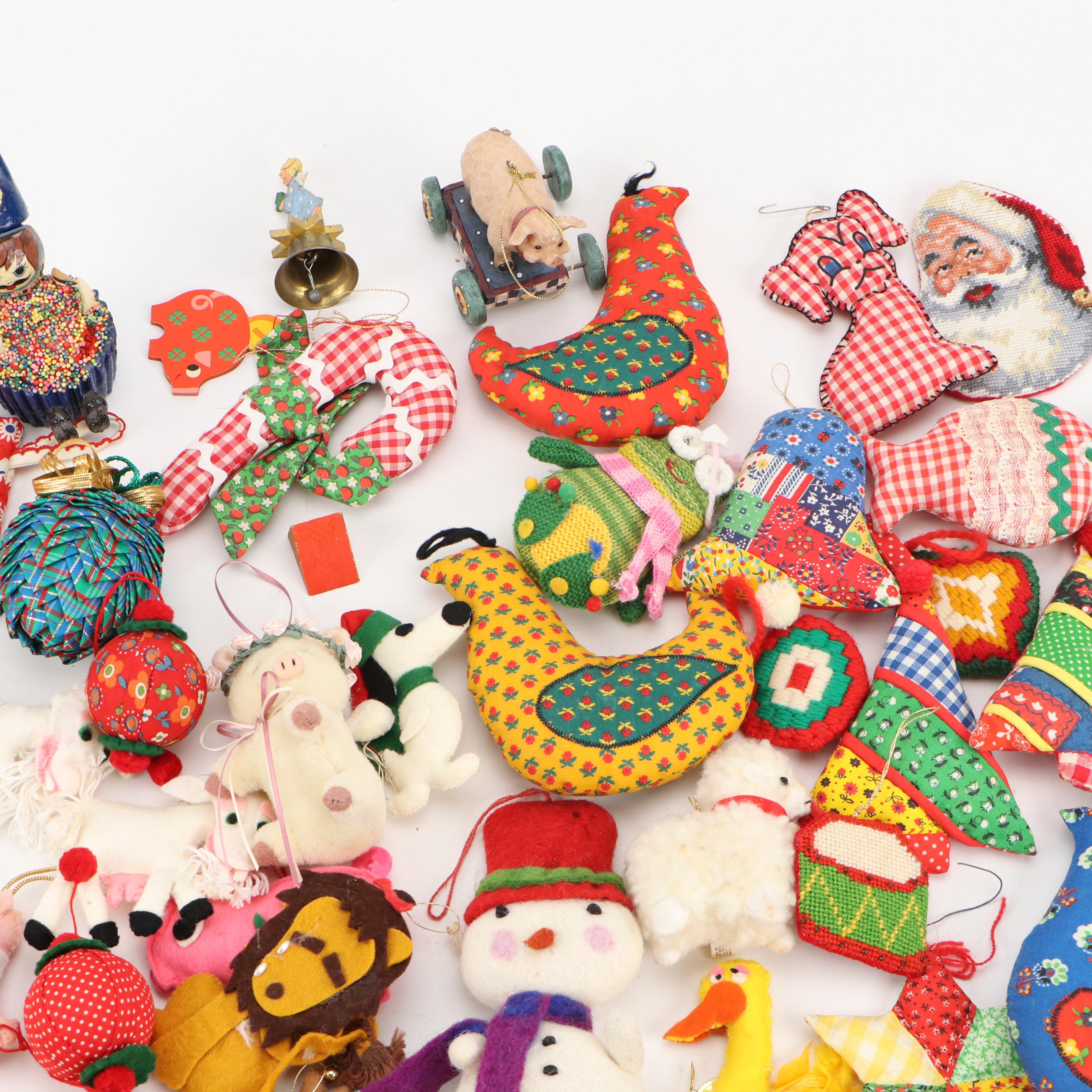 Handmade Needlepoint, Quilted, and Other Fabric Ornaments