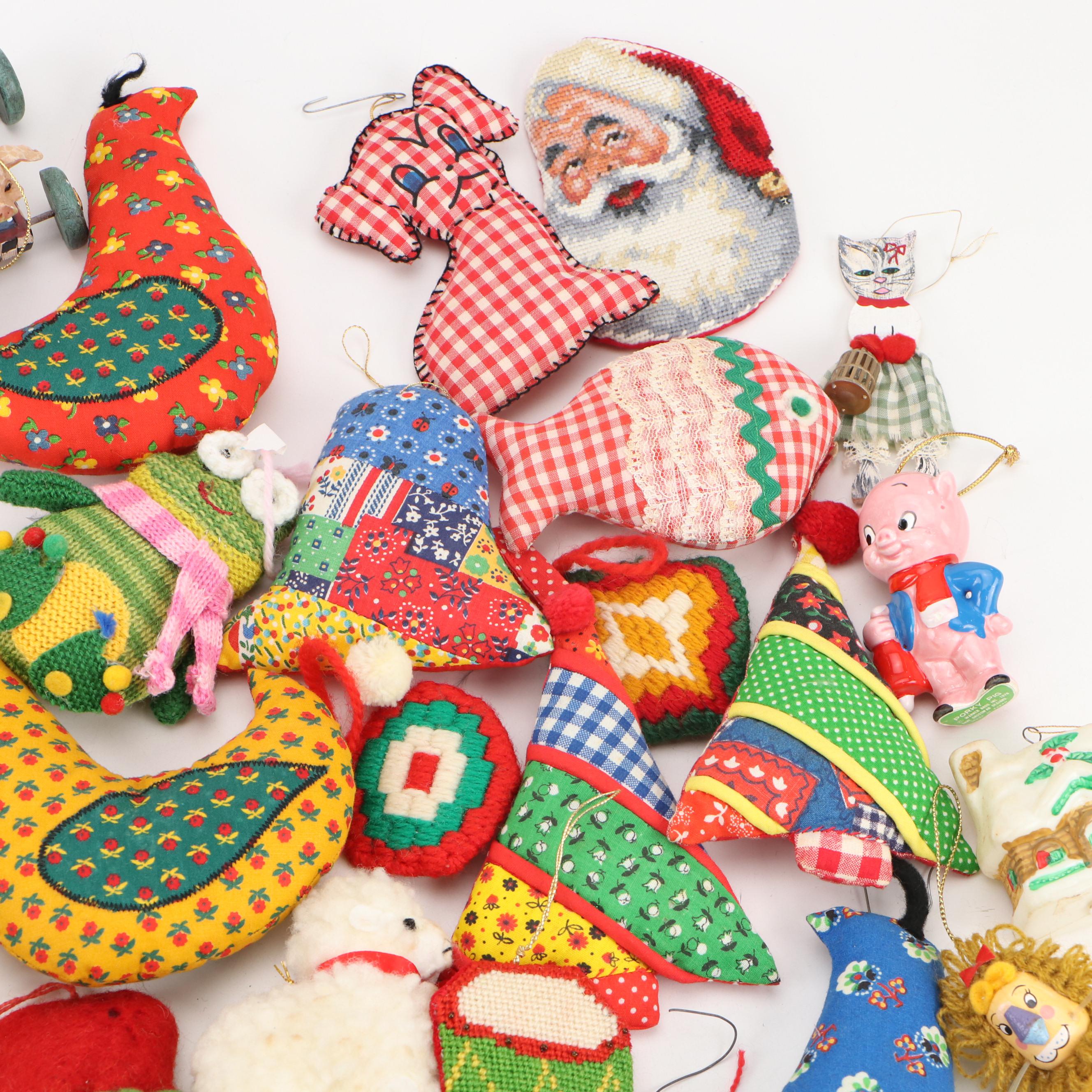 Handmade Needlepoint, Quilted, and Other Fabric Ornaments