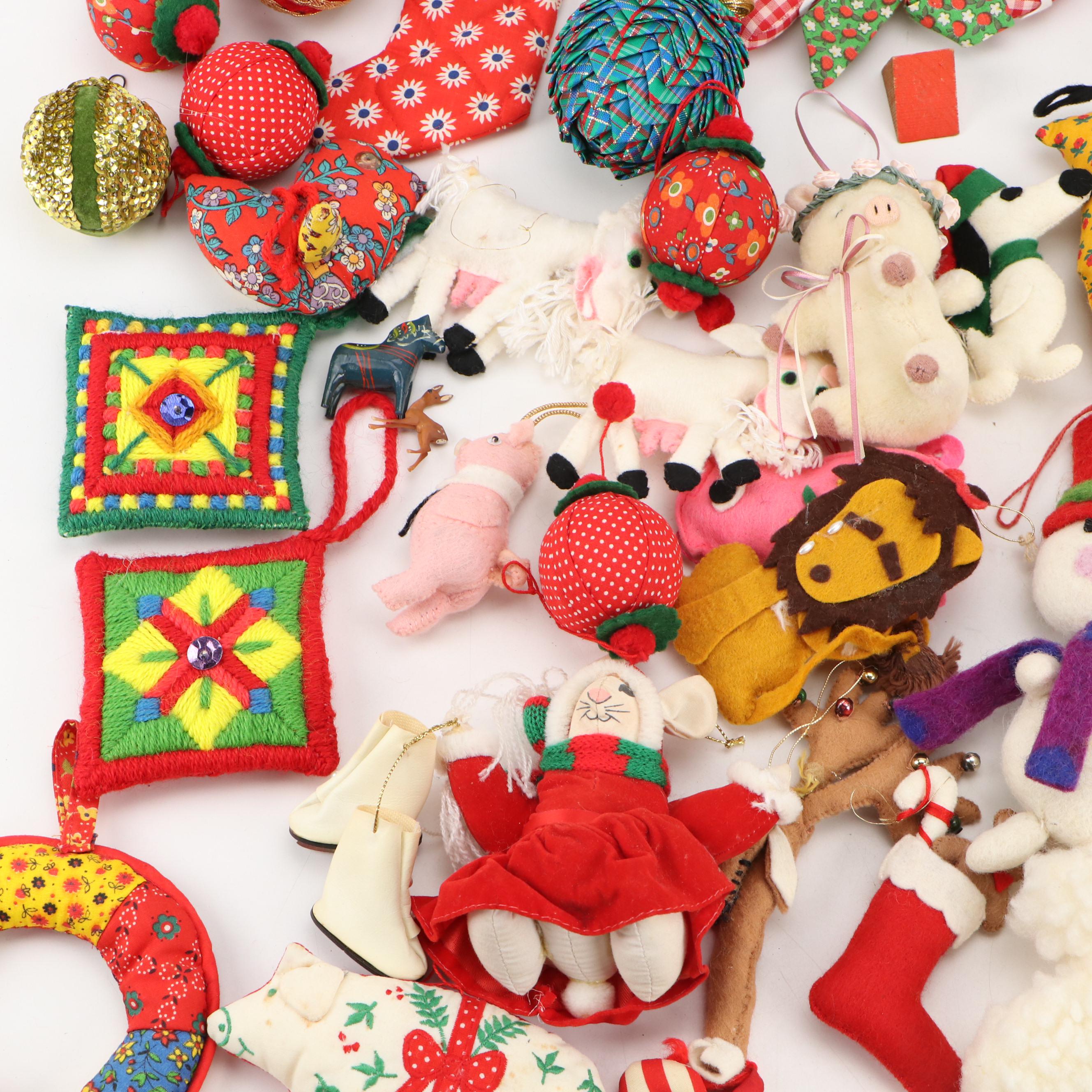 Handmade Needlepoint, Quilted, and Other Fabric Ornaments