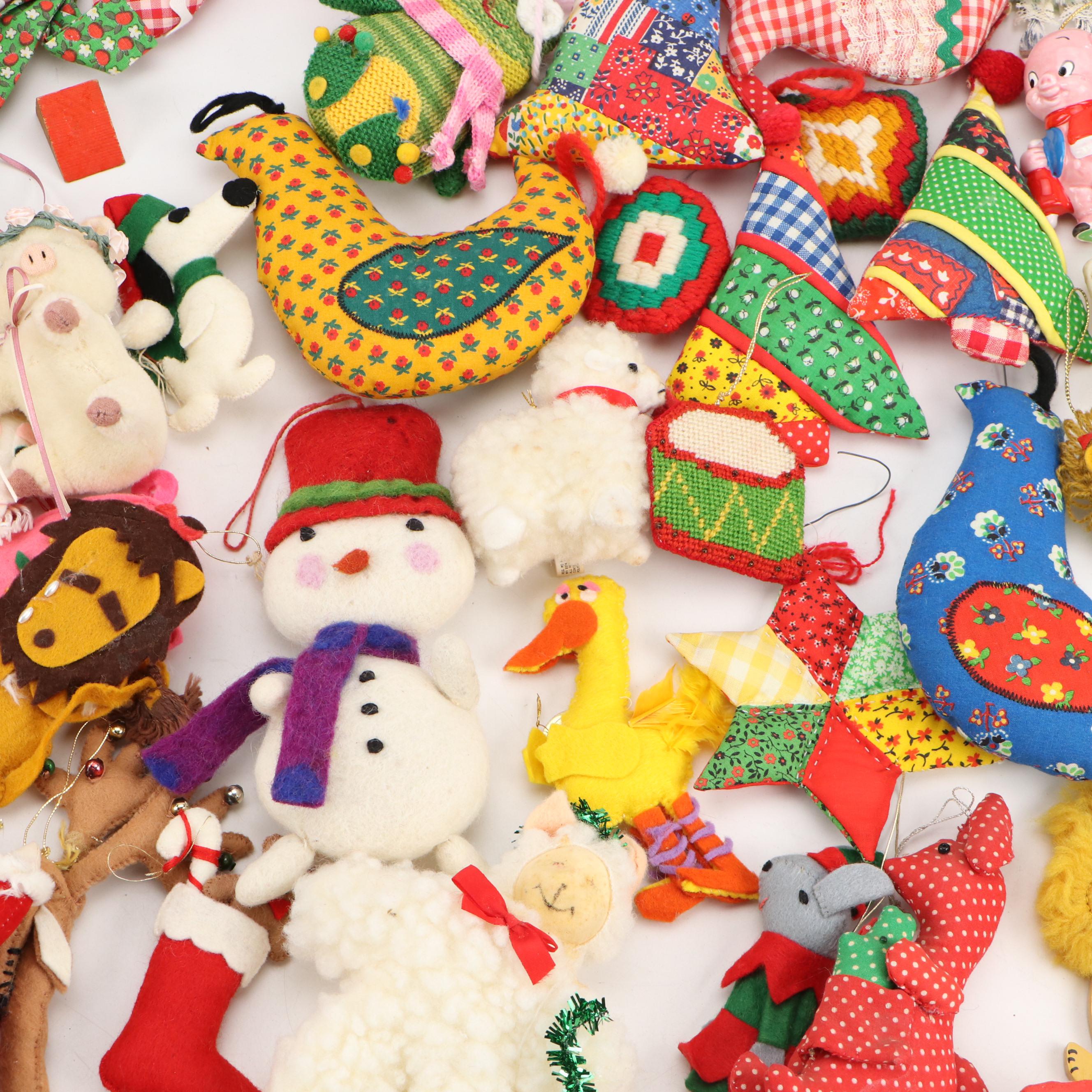 Handmade Needlepoint, Quilted, and Other Fabric Ornaments