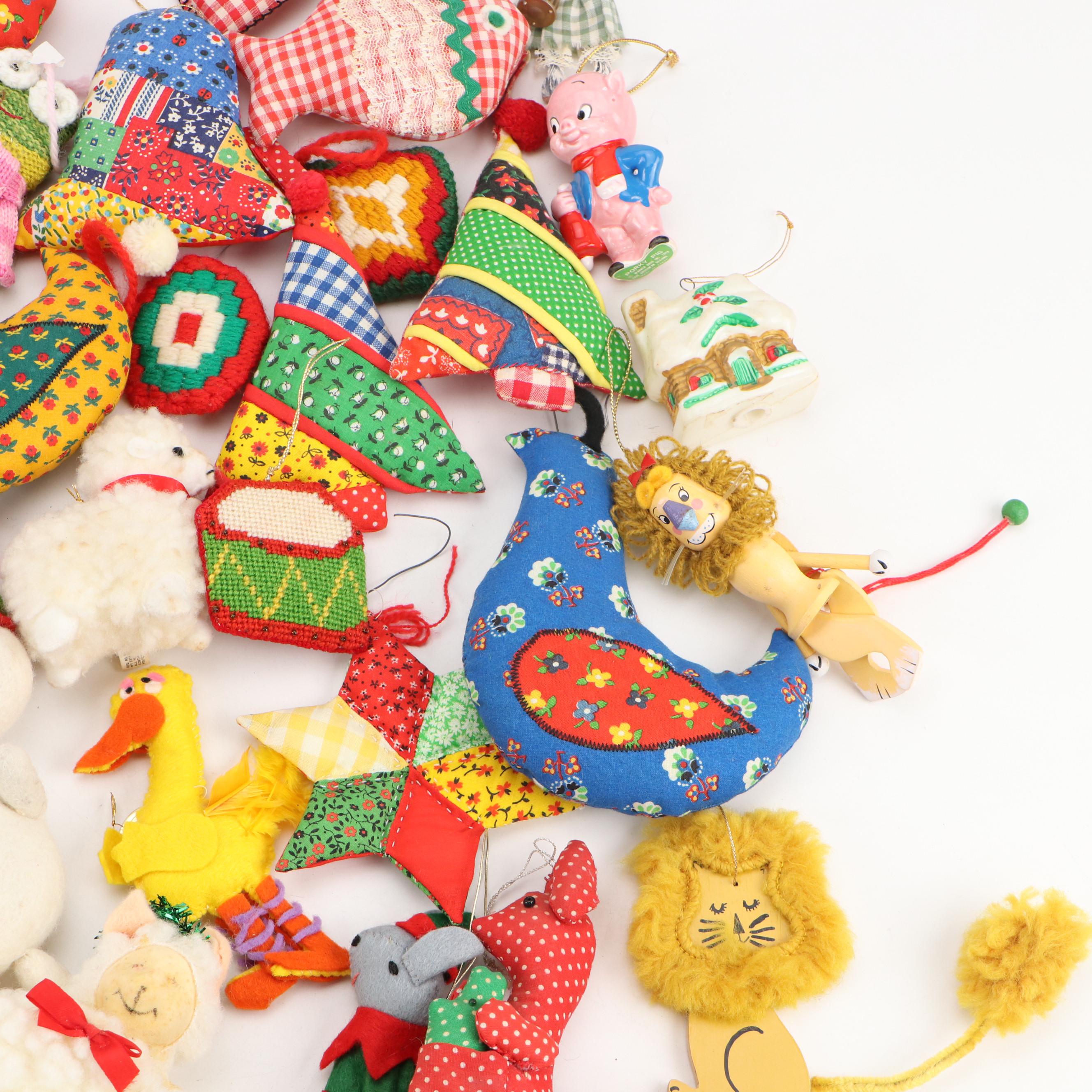 Handmade Needlepoint, Quilted, and Other Fabric Ornaments