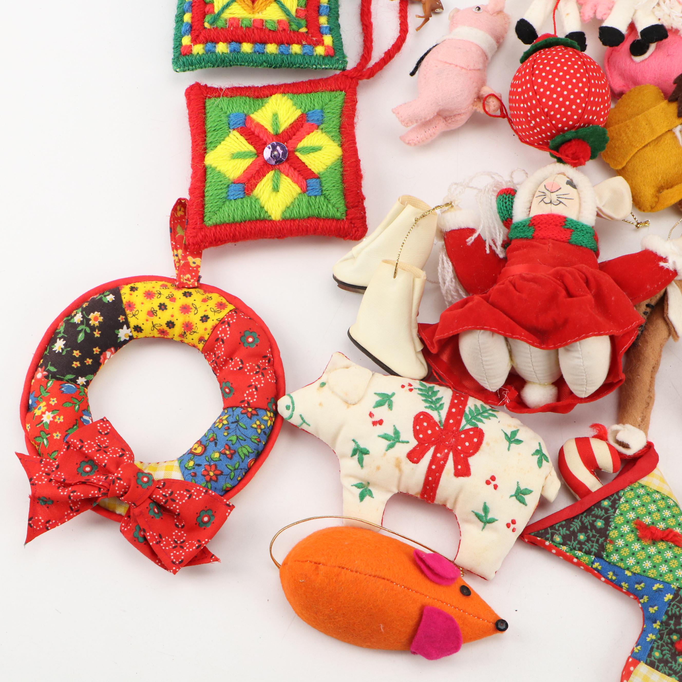 Handmade Needlepoint, Quilted, and Other Fabric Ornaments