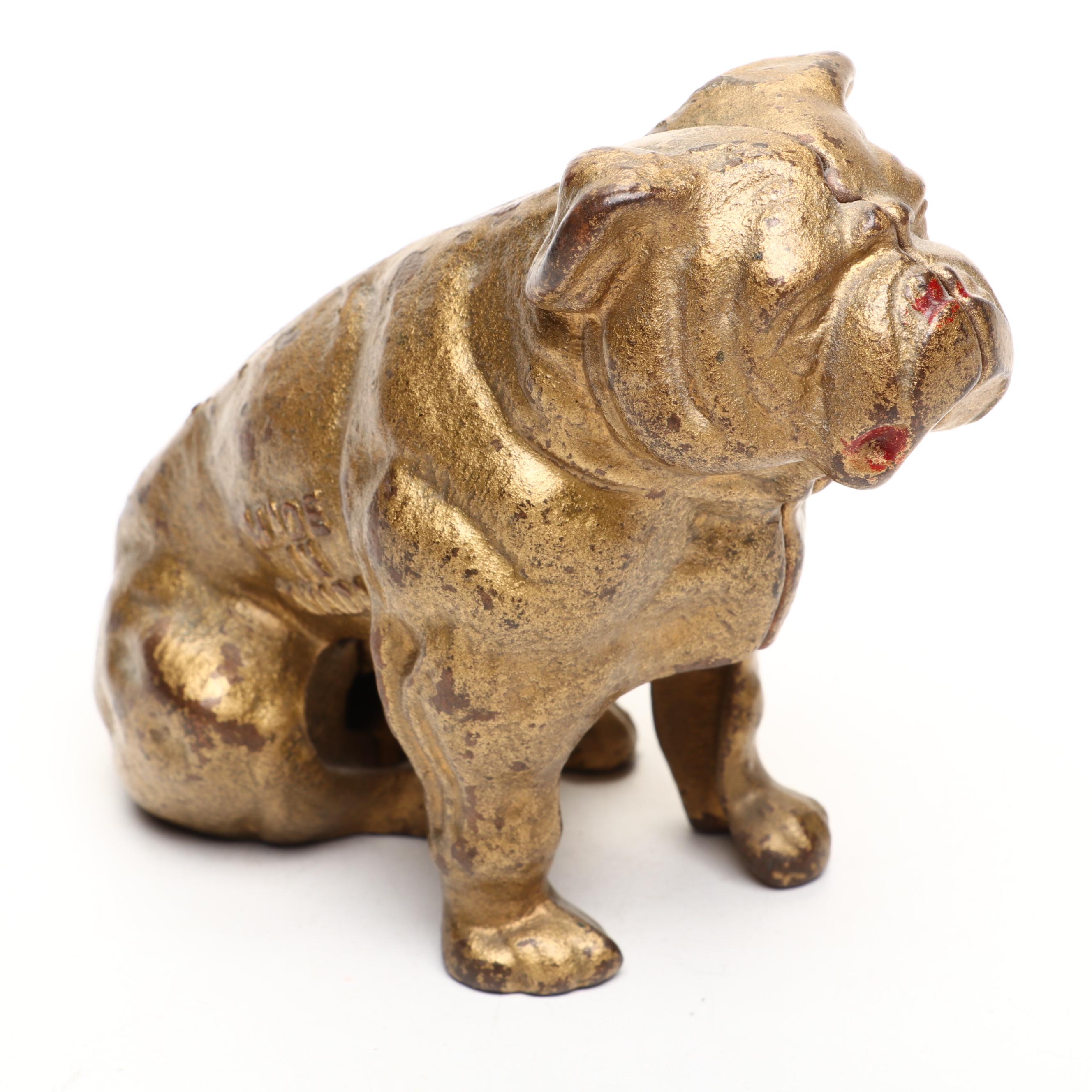 Canadian Cold-Painted Cast Iron Bulldog Coin Bank