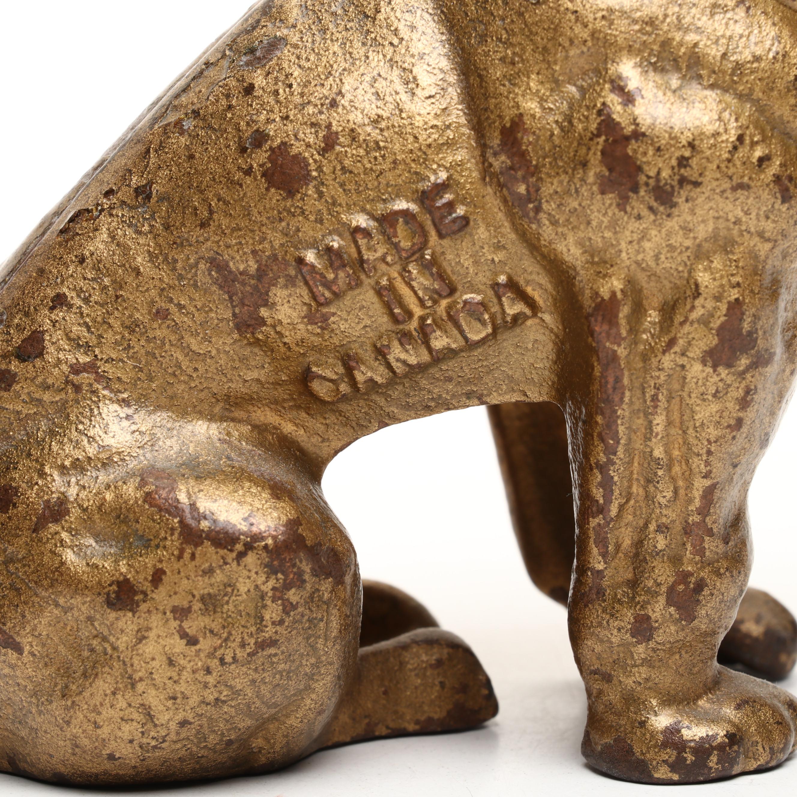 Canadian Cold-Painted Cast Iron Bulldog Coin Bank