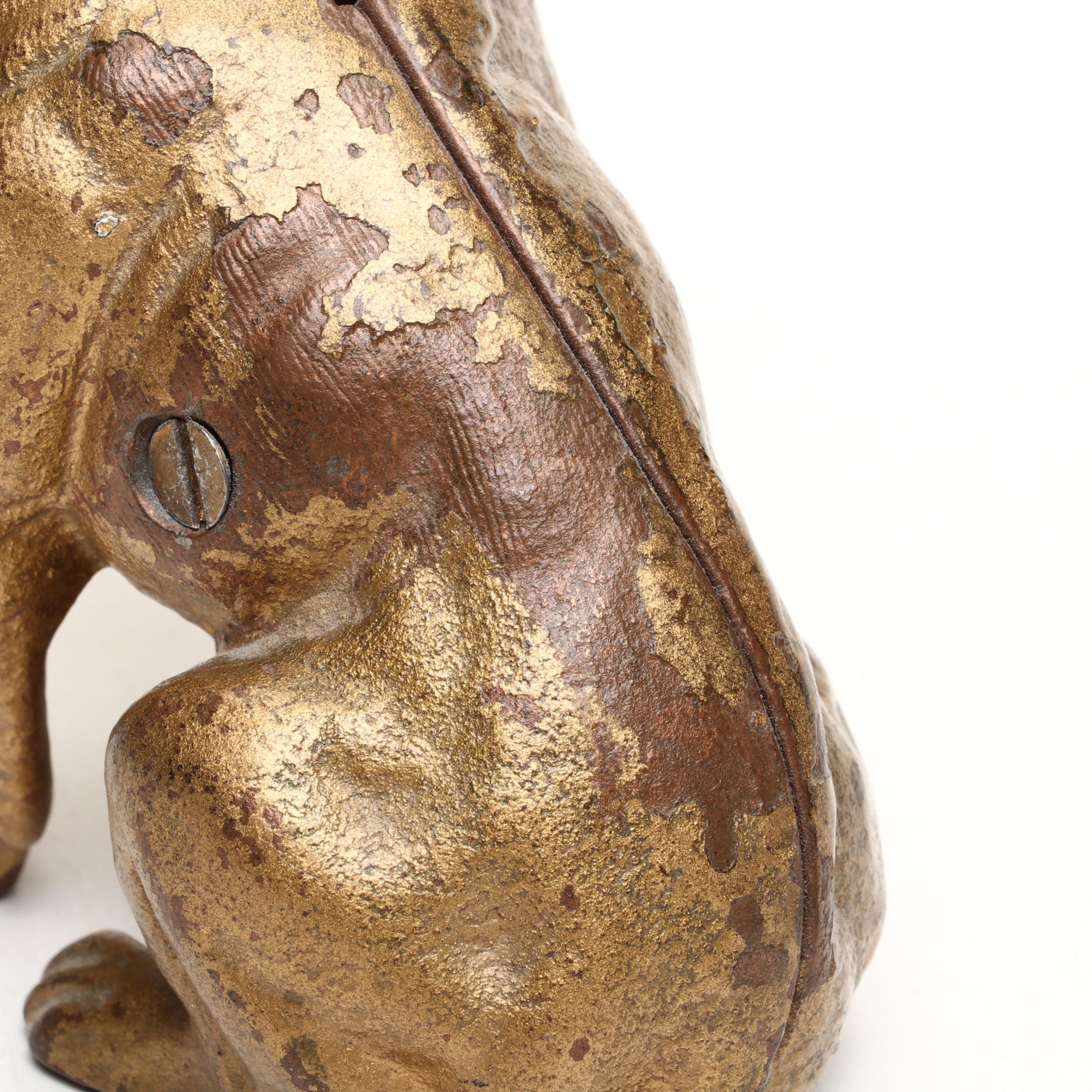 Canadian Cold-Painted Cast Iron Bulldog Coin Bank