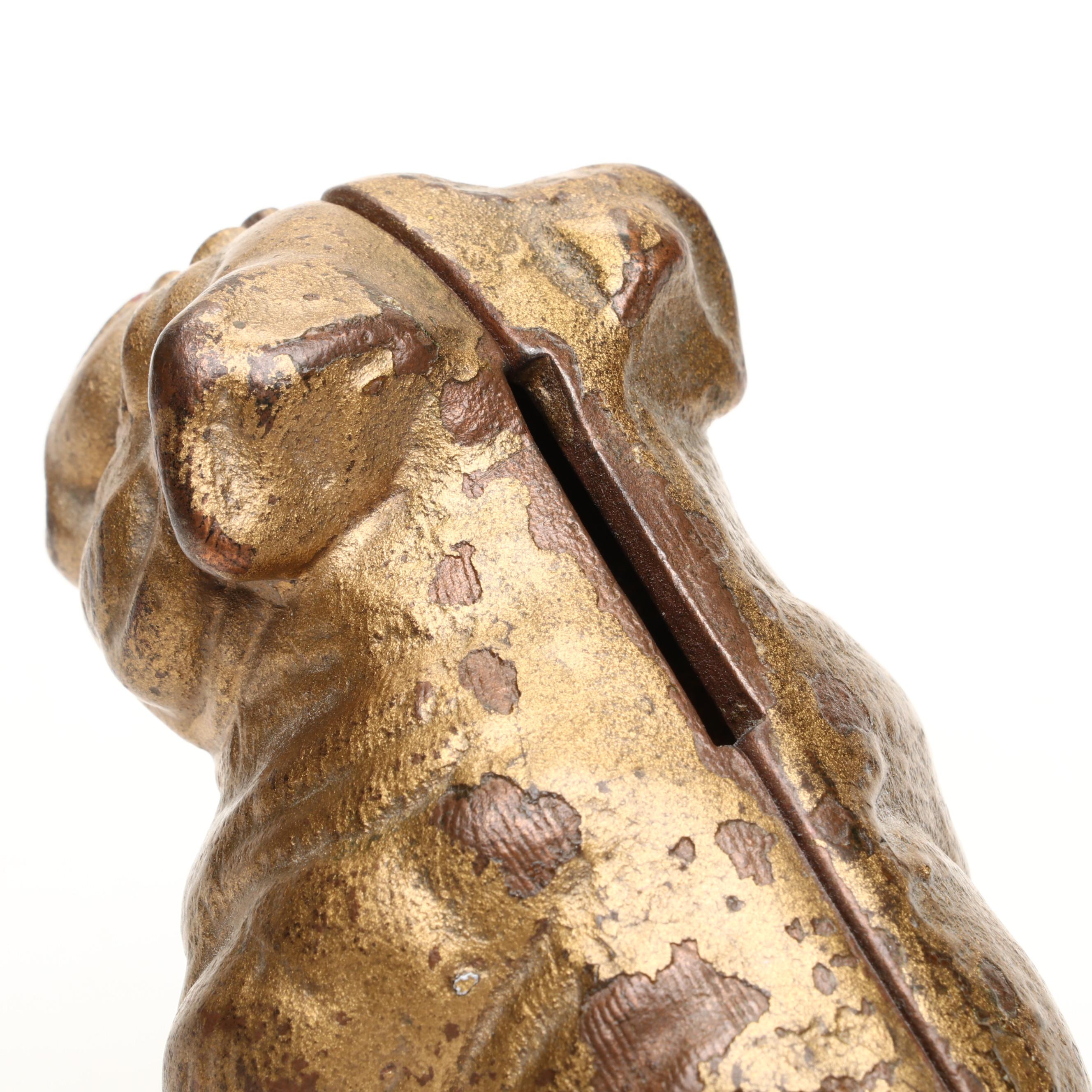 Canadian Cold-Painted Cast Iron Bulldog Coin Bank