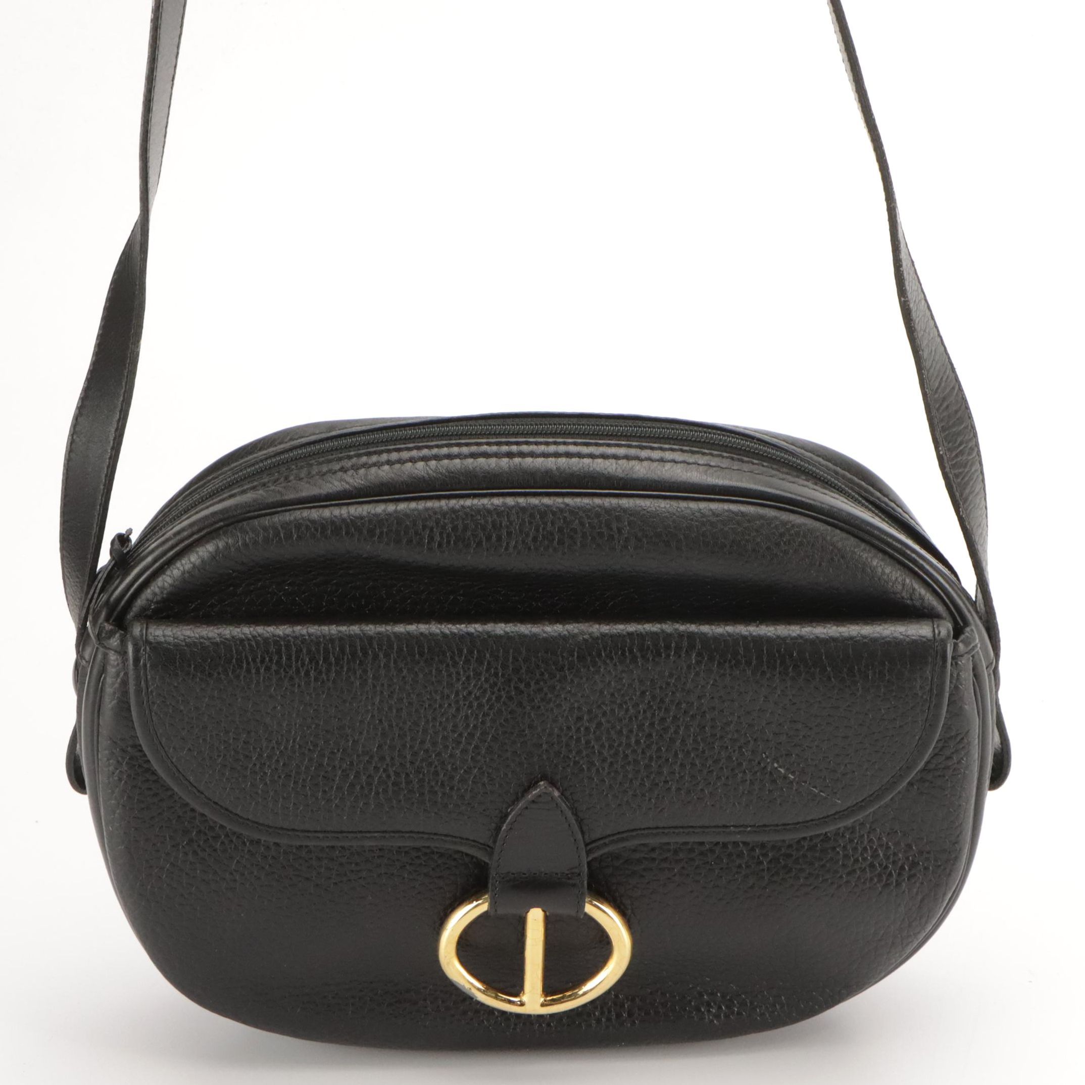 Christian Dior Black Grain Leather Front-Flap Crossbody Bag