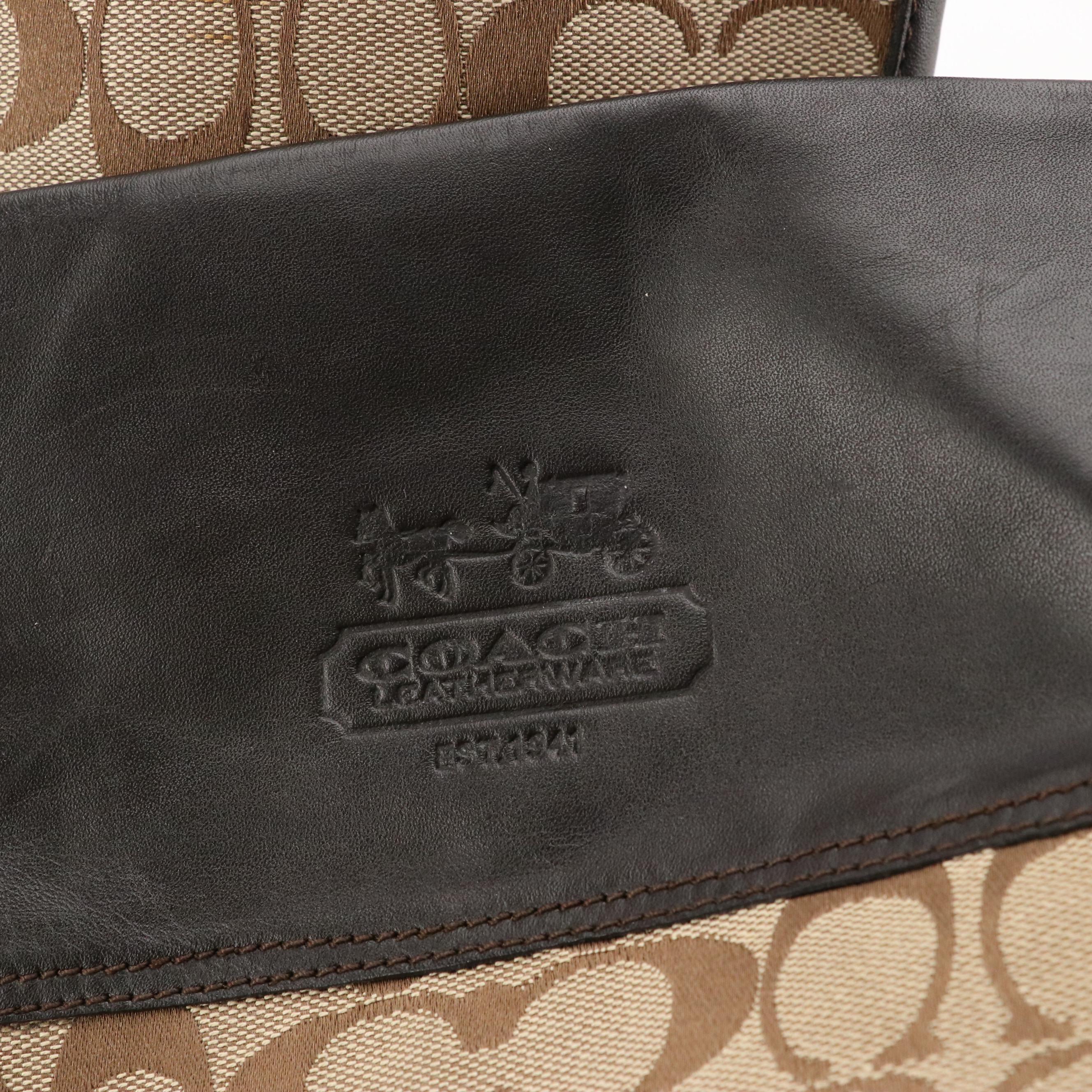 Coach Chrissi Riding Boots in Signature Canvas and Brown Leather