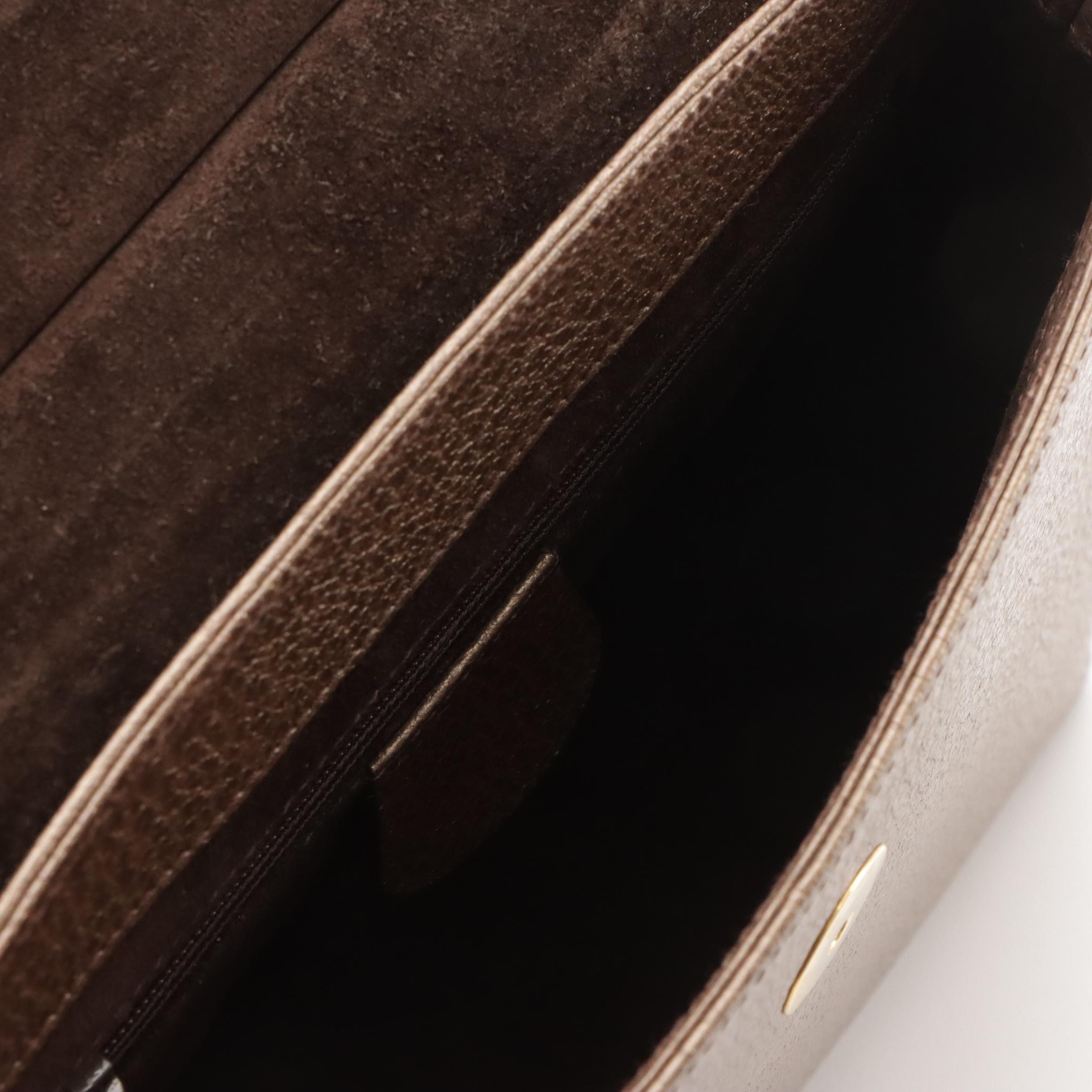 Gucci Bamboo Handle Mini Flap Handbag in Brown Cinghiale Leather