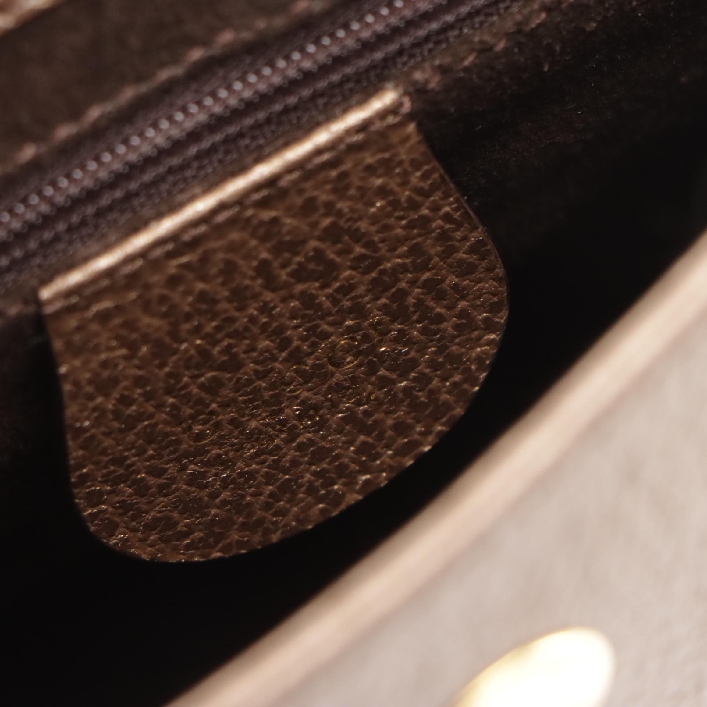 Gucci Bamboo Handle Mini Flap Handbag in Brown Cinghiale Leather