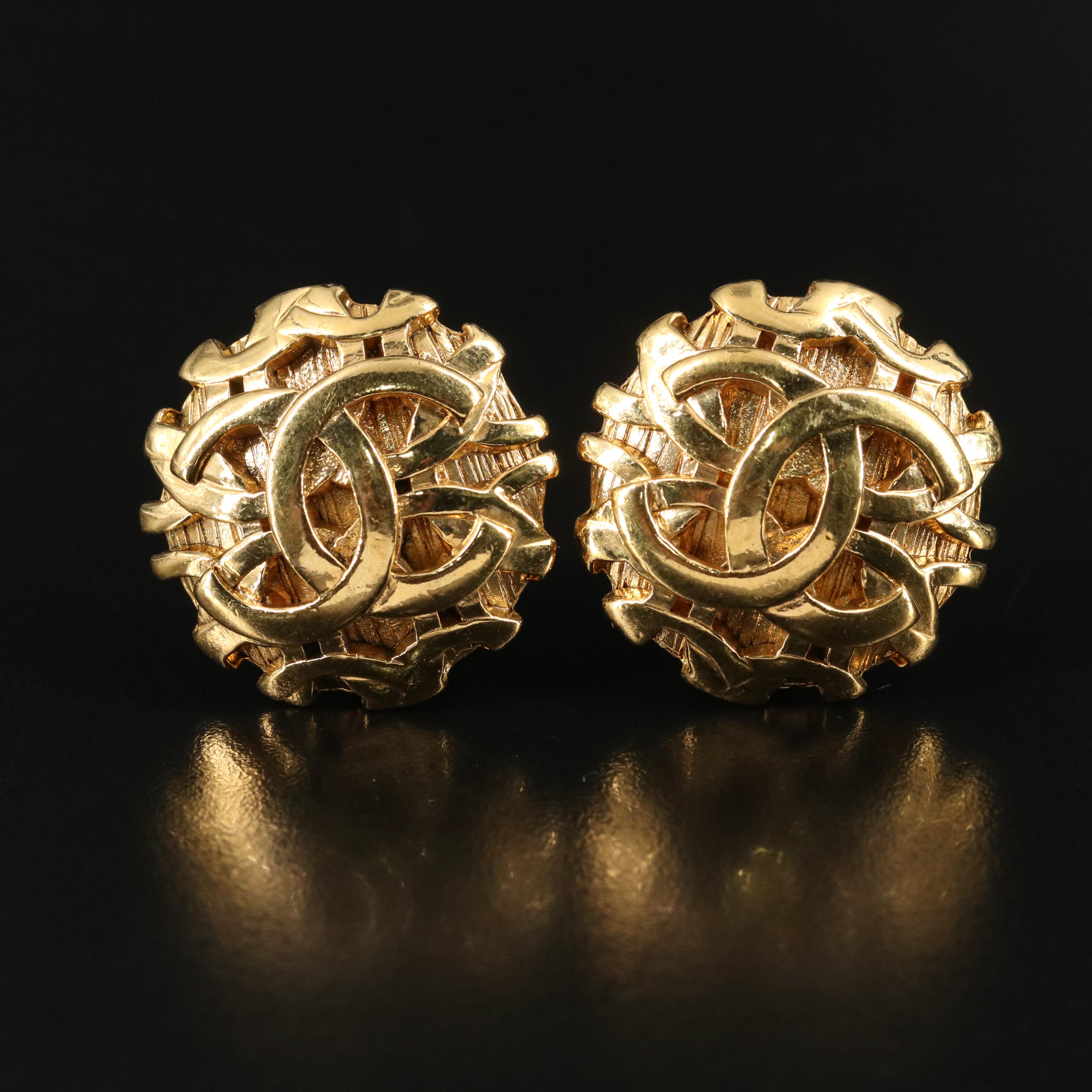 Chanel Button Earrings