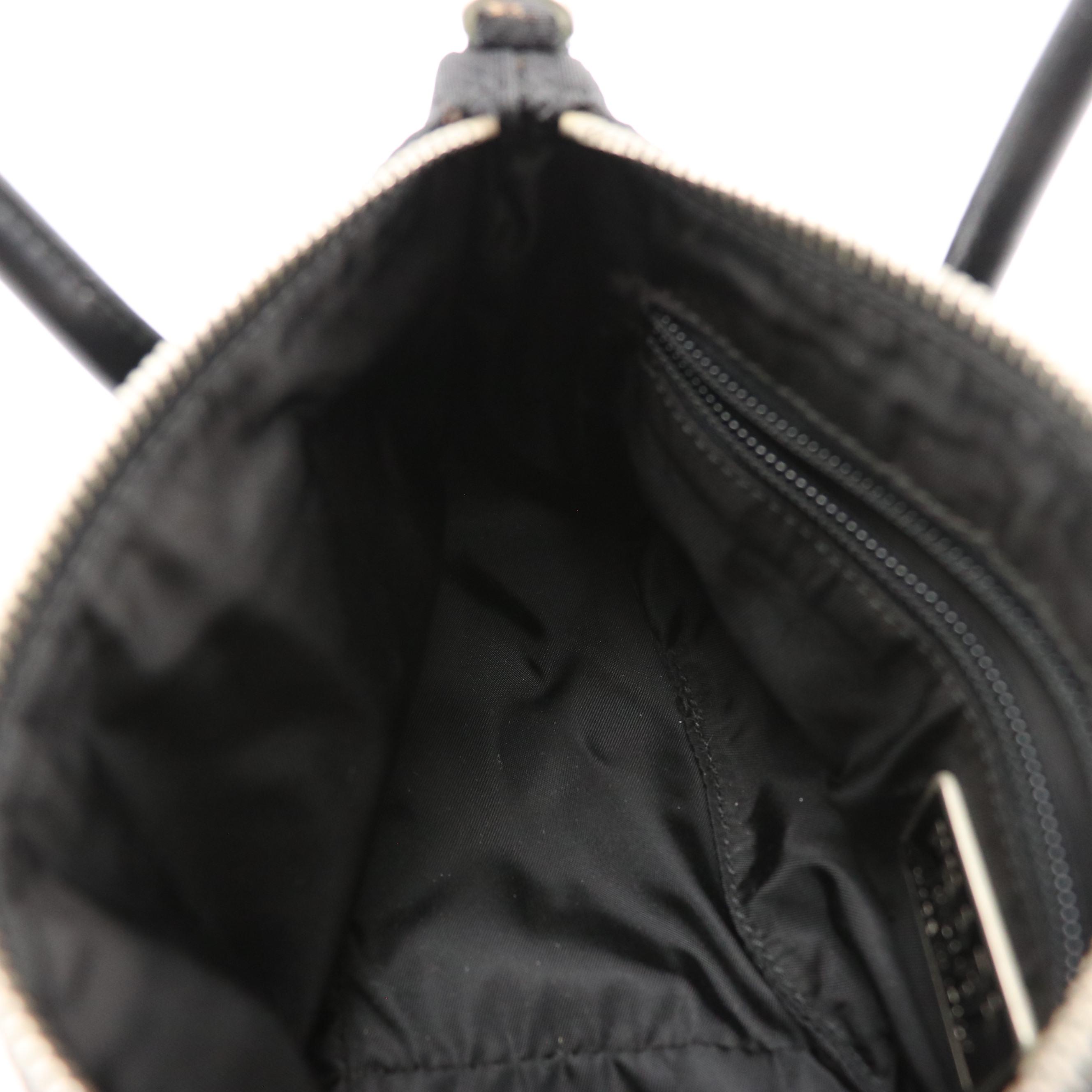 Prada Mini Handbag in Signature Logo Jacquard with Leather Trim