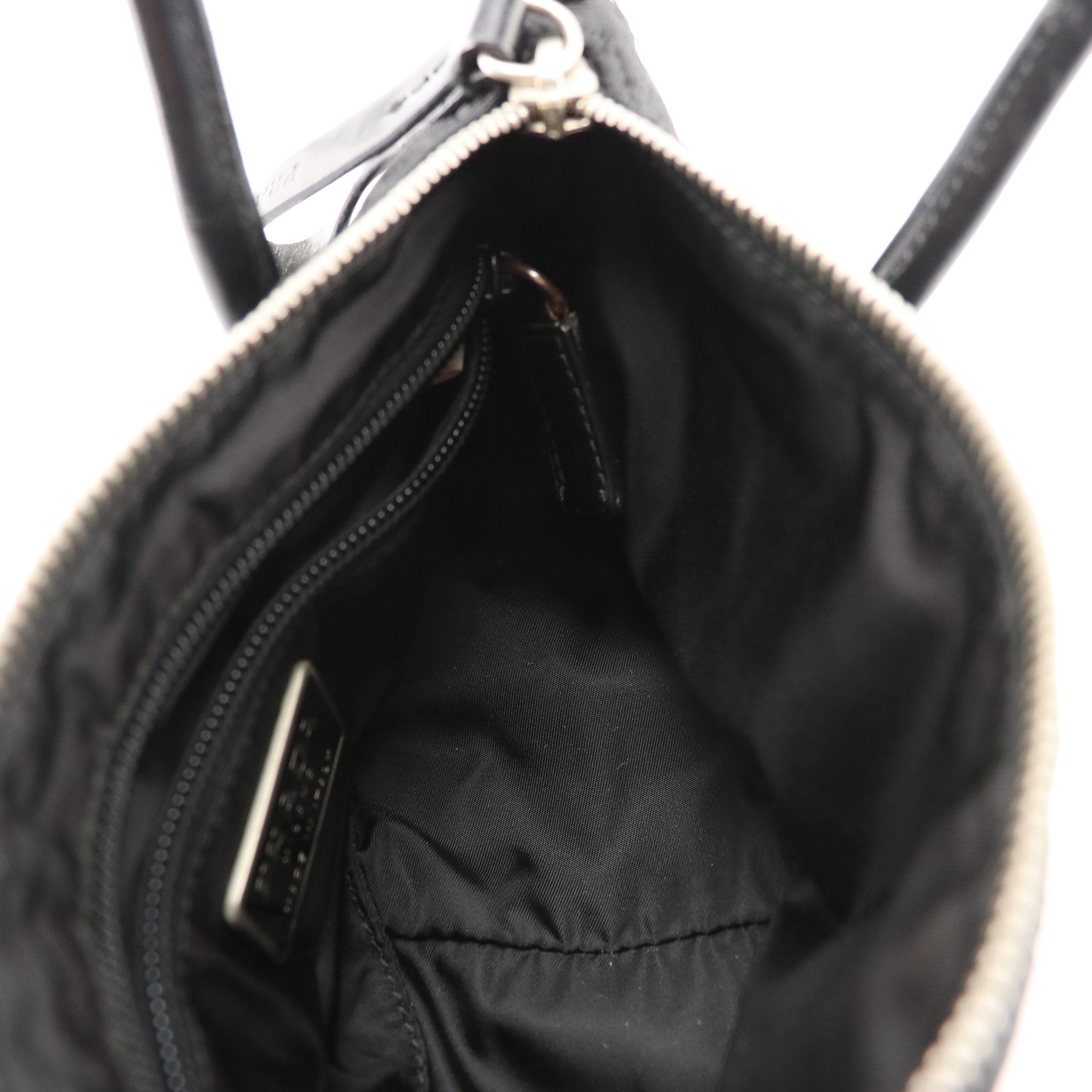 Prada Mini Handbag in Signature Logo Jacquard with Leather Trim