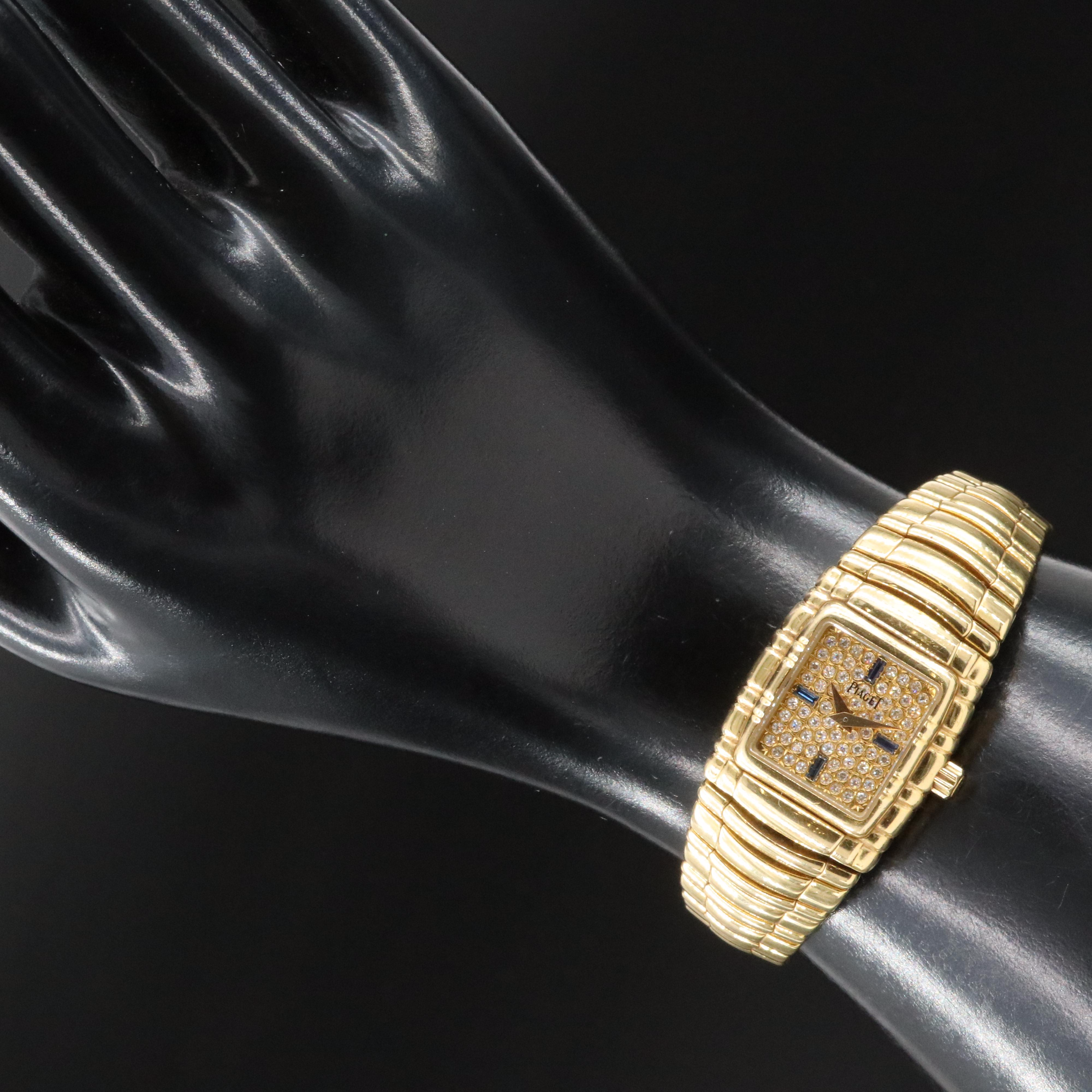 Piaget Tanagra Diamond Sapphire 18K Gold Quartz Watch