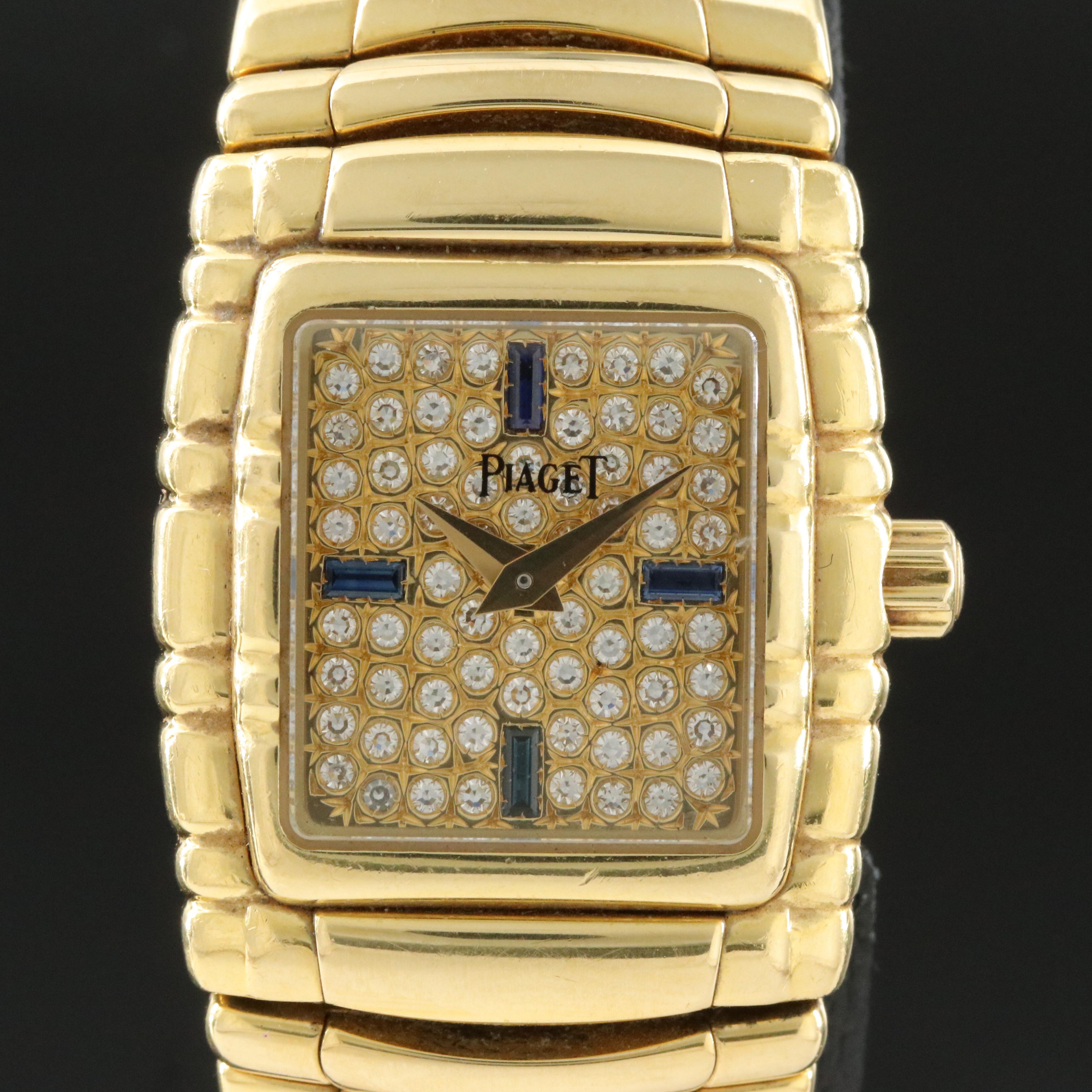 Piaget Tanagra Diamond Sapphire 18K Gold Quartz Watch