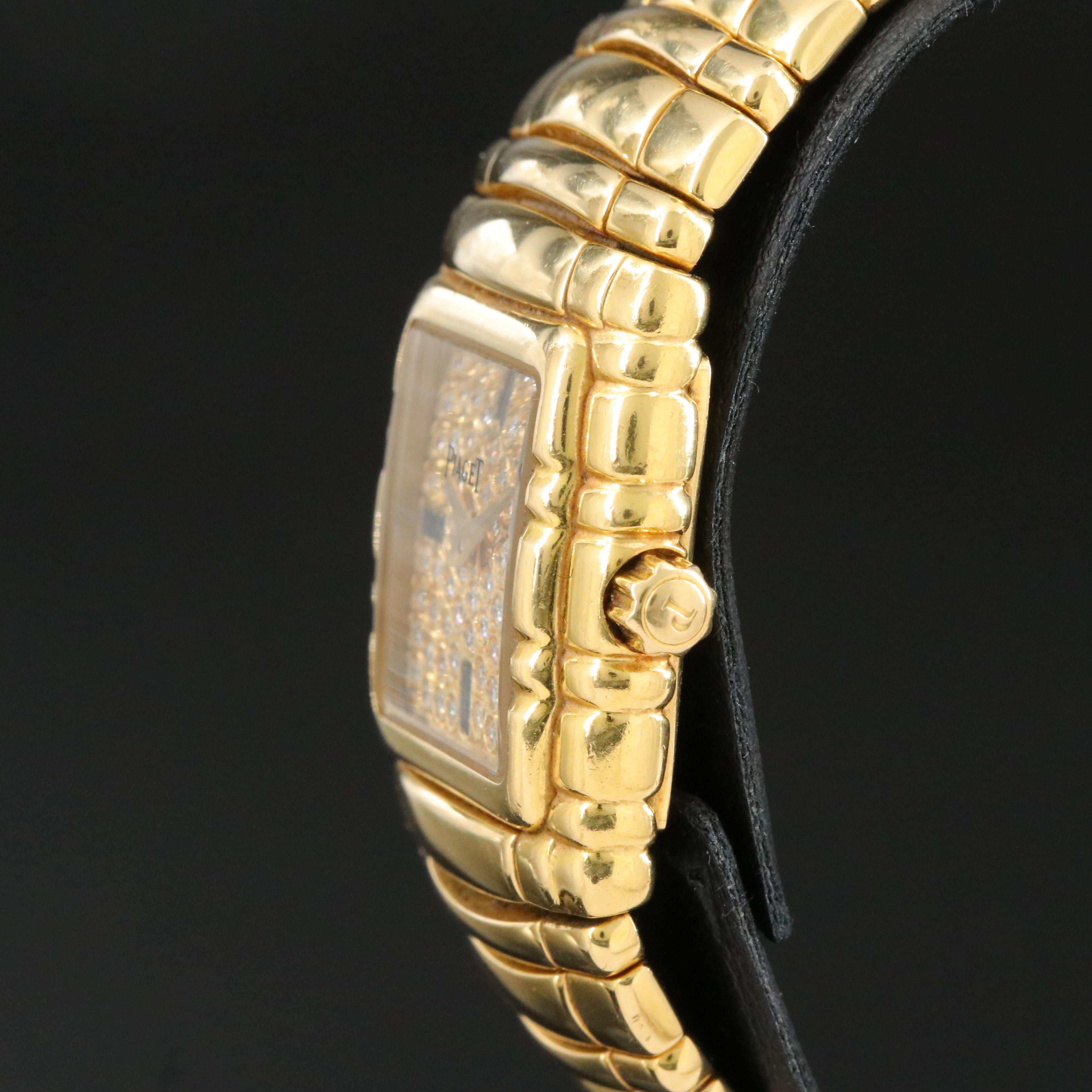 Piaget Tanagra Diamond Sapphire 18K Gold Quartz Watch