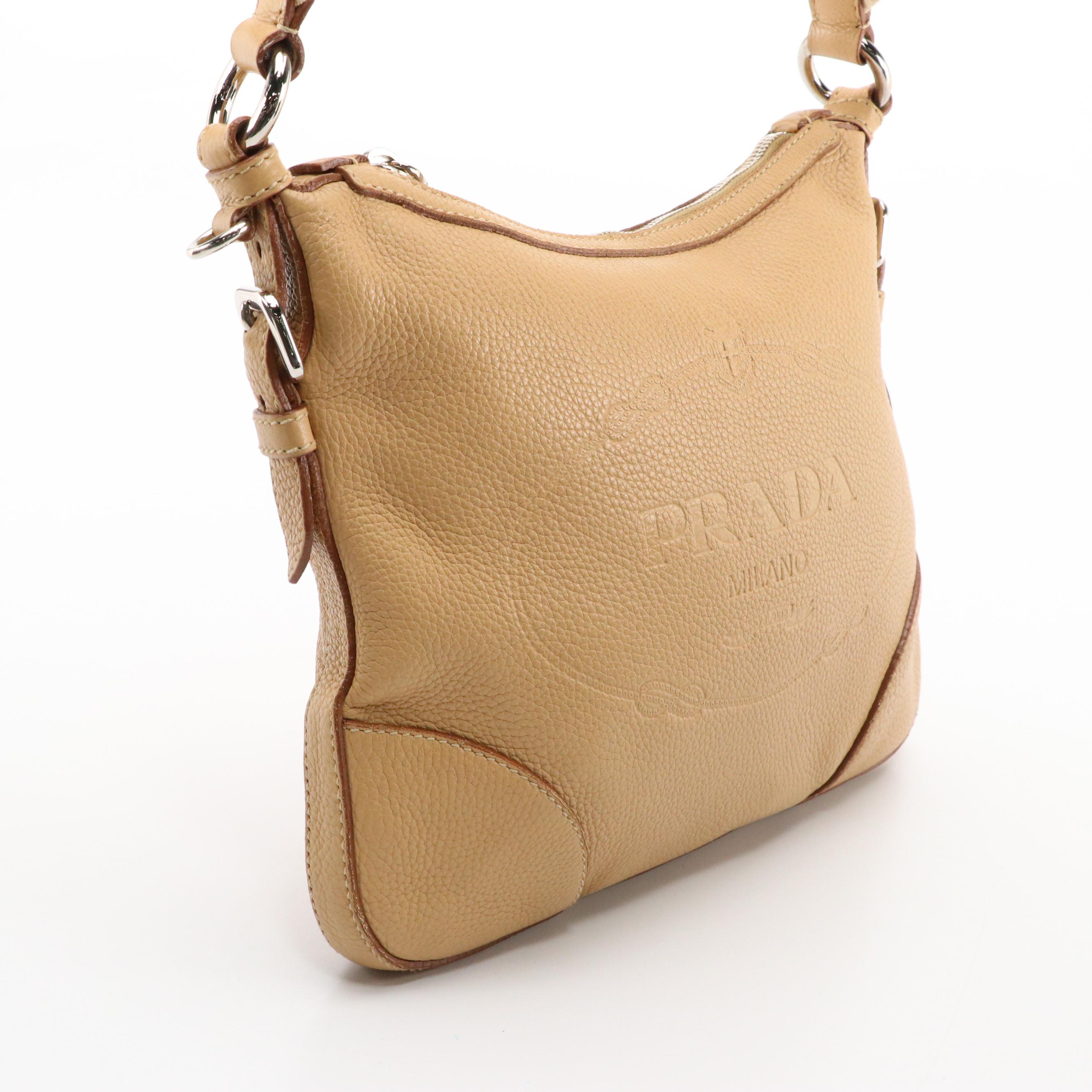Prada Logo Crossbody Bag BT0531 in Sabbia Vitello Daino Leather